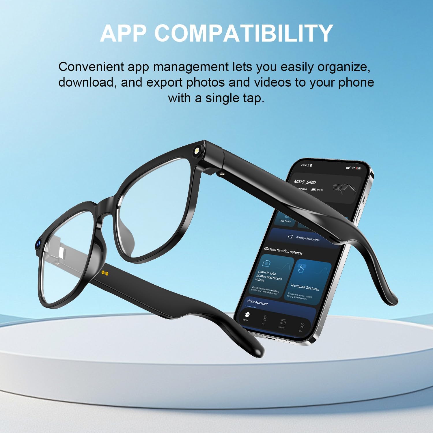 AI Smart Glasses with Camera, 8MP HD Camera Glasses with Video Recording Dual Mic, Real-time Translation & AI Voice Assistant, Identify Objects, IP65 Waterproof, Ideal for Travel & Meetings - Image 8