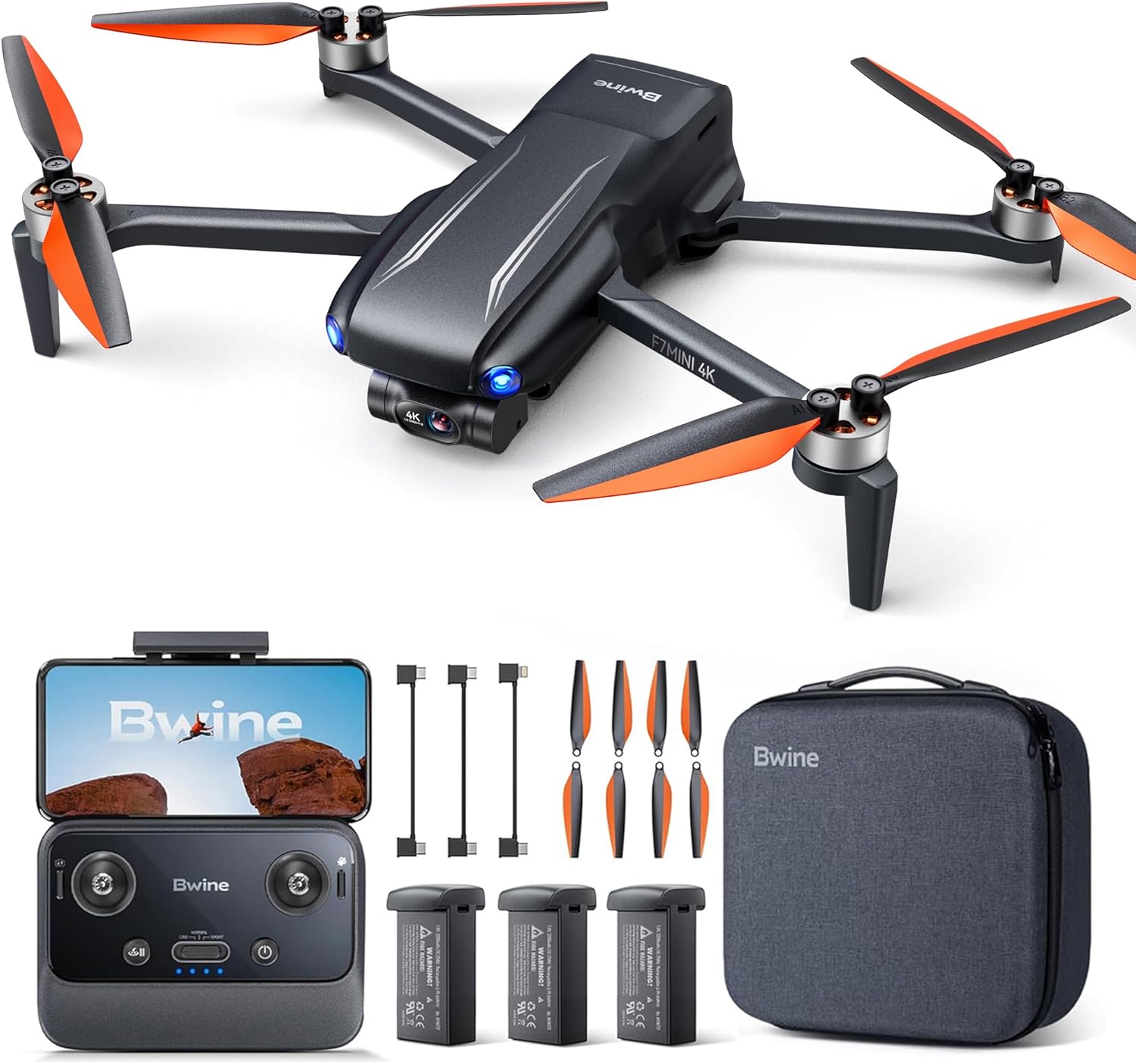 Bwine F7MINI 4K Video 8K Photo Drones with Camera for Adults, 3-Axis Gimbal EIS, 96Mins, 249g FAA-exempt, Over 6KM Transmission, AI GPS Smart Return, Follow, Waypoint, Orbit Fly, Better for Beginner