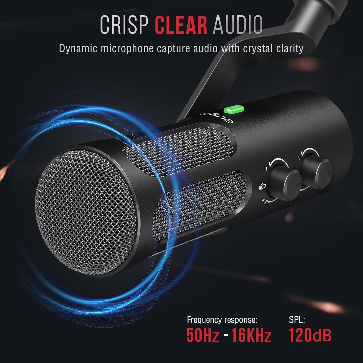 FIFINE XLR/USB Podcast Dynamic Microphone for Streaming, Studio XLR Microphone, PC Streamer Mic All Metal with Mute Button, Headphone Jack, for Vocal Voice Over Music Recording-AmpliTank Tank3 - Image 4