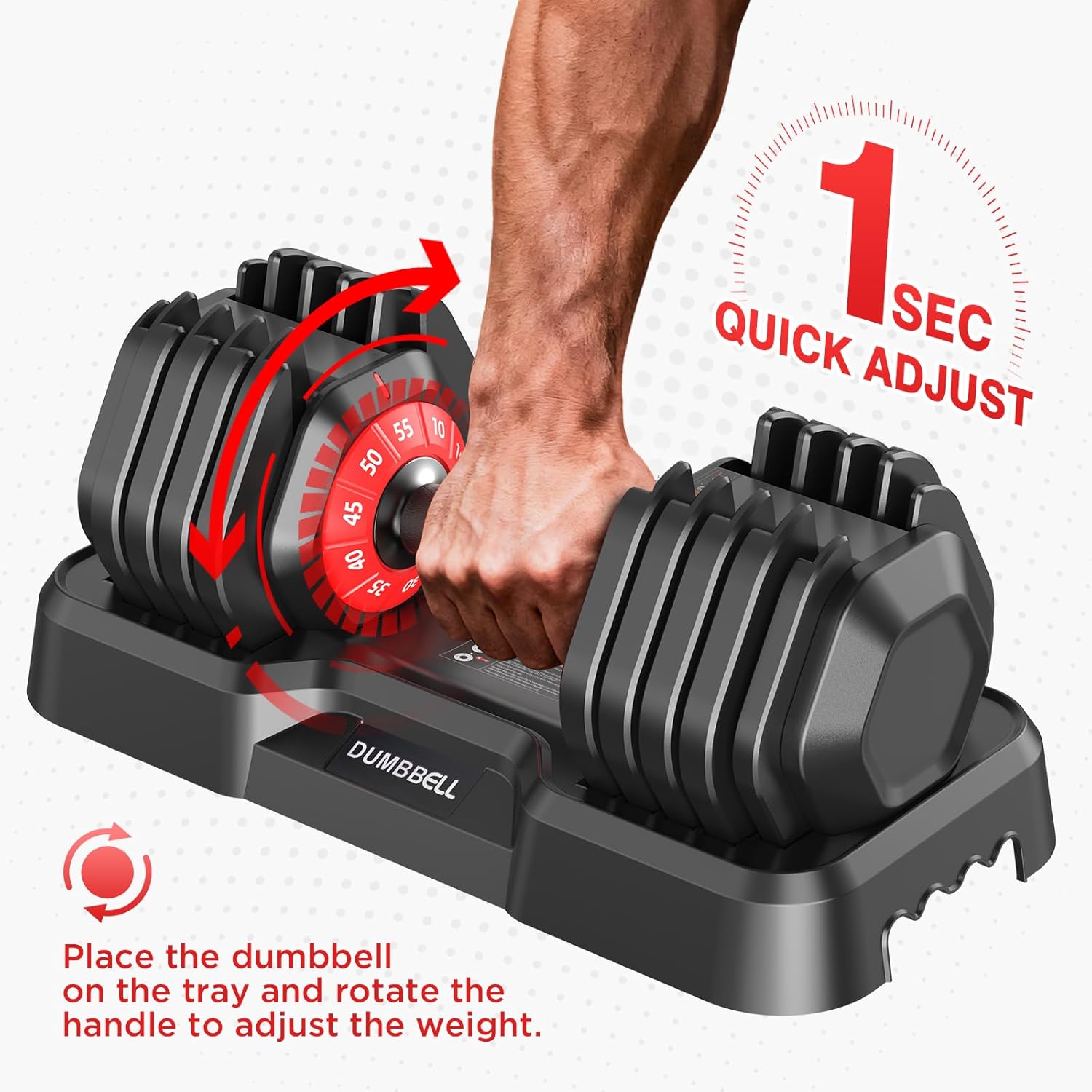 Adjustable Dumbbells Set, 10 in 1/15 in 1 Free Adjustable Weights Dumbbells Set, 25/55/52.5lbs Weights Set with Anti-Slip Handle, Fast Adjust Equipment Compact for Home Gym Strength Training - Image 5