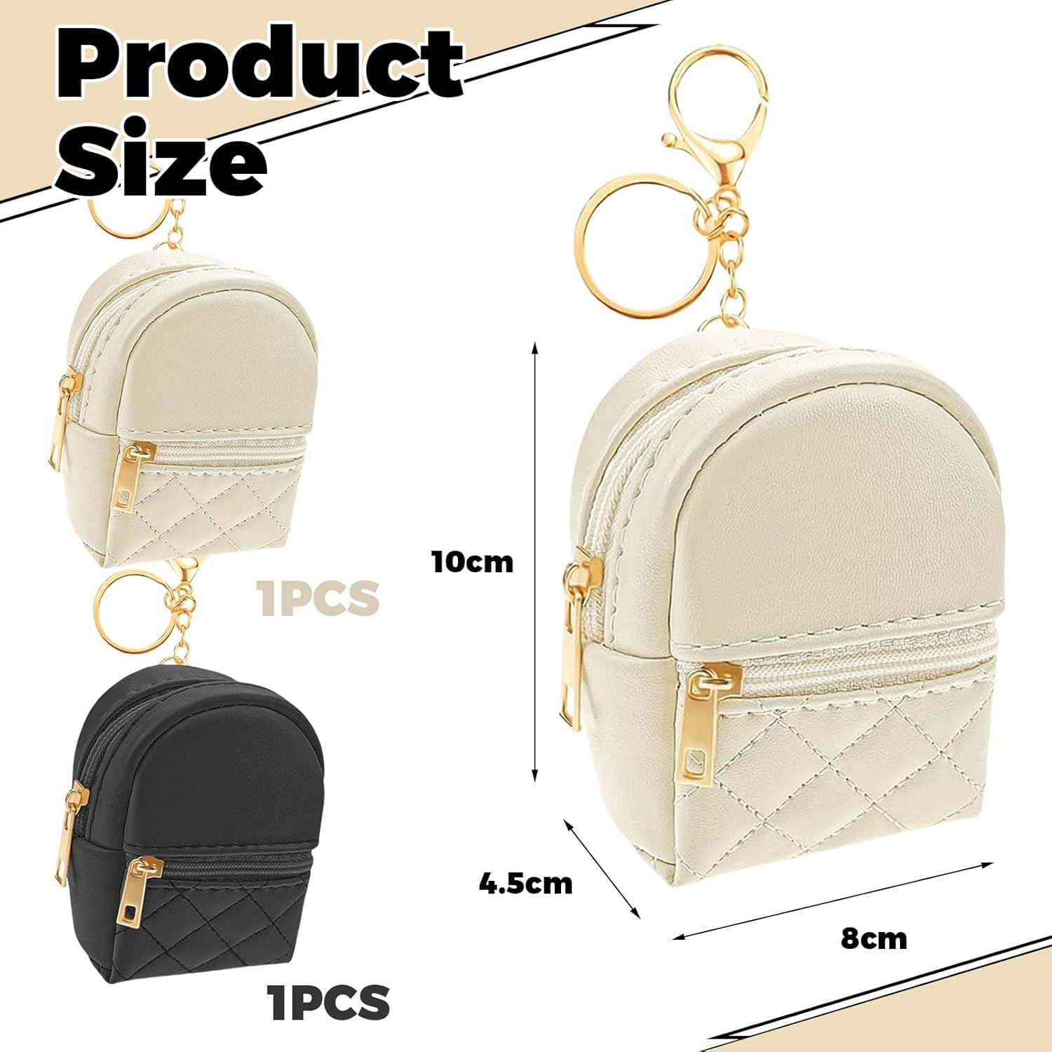 2 Piece Small Makeup Bag Mini Backpack, Cute Cosmetic Bag for Women, PU Leather Makeup Bag, Key Bag, Lipstick Bag, Card Holder - Image 2