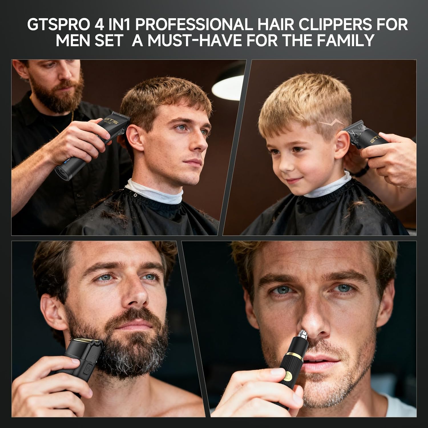 GTS Hair Clippers for Men Professional, Beard Trimmer Kits & Sets, Cordless Mens Hair Trimmer, Electric Shavers, Haircutting Machine with LED Display, for Barber 4 in 1 - Image 7