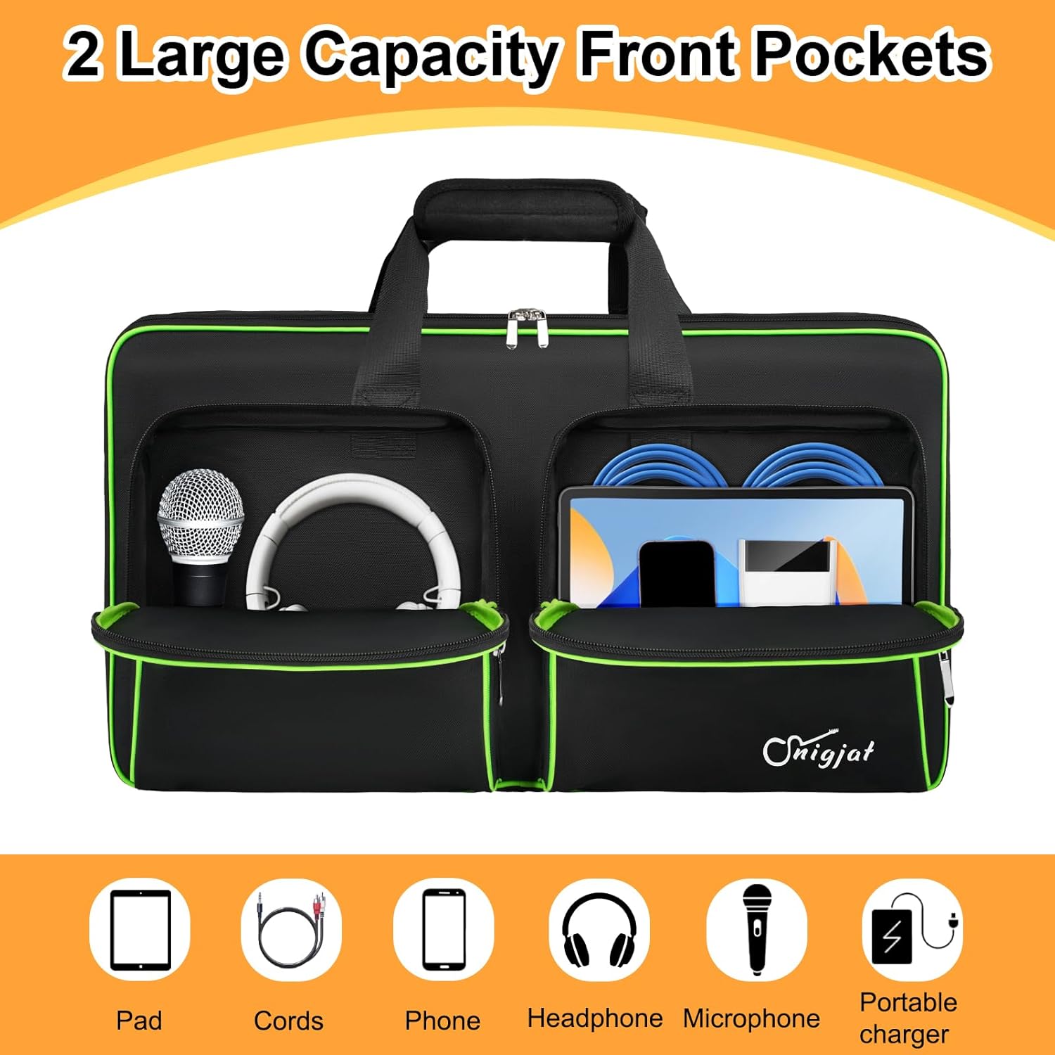 SNIGJAT DJ Controller Case for DDJ FLX4 / DDJ 400 / DDJ REV1, Padded DJ Controller Bag with 2 Pockets for Cables, Accessories, DJ Carrying Case with Adjustable Shoulder Strap for DJ Equipment - Image 5