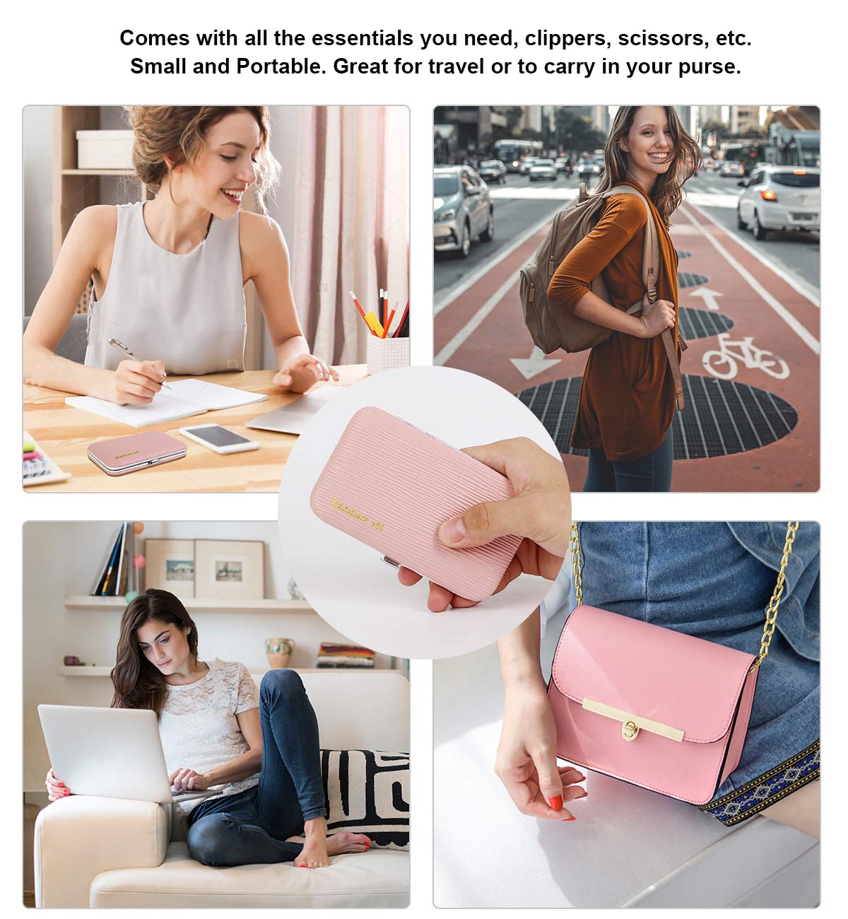 Manicure Set, Travel Mini Nail Clippers Kit Pedicure Care Tools, 10pcs Stainless Steel Grooming kit (Pink) - Image 6
