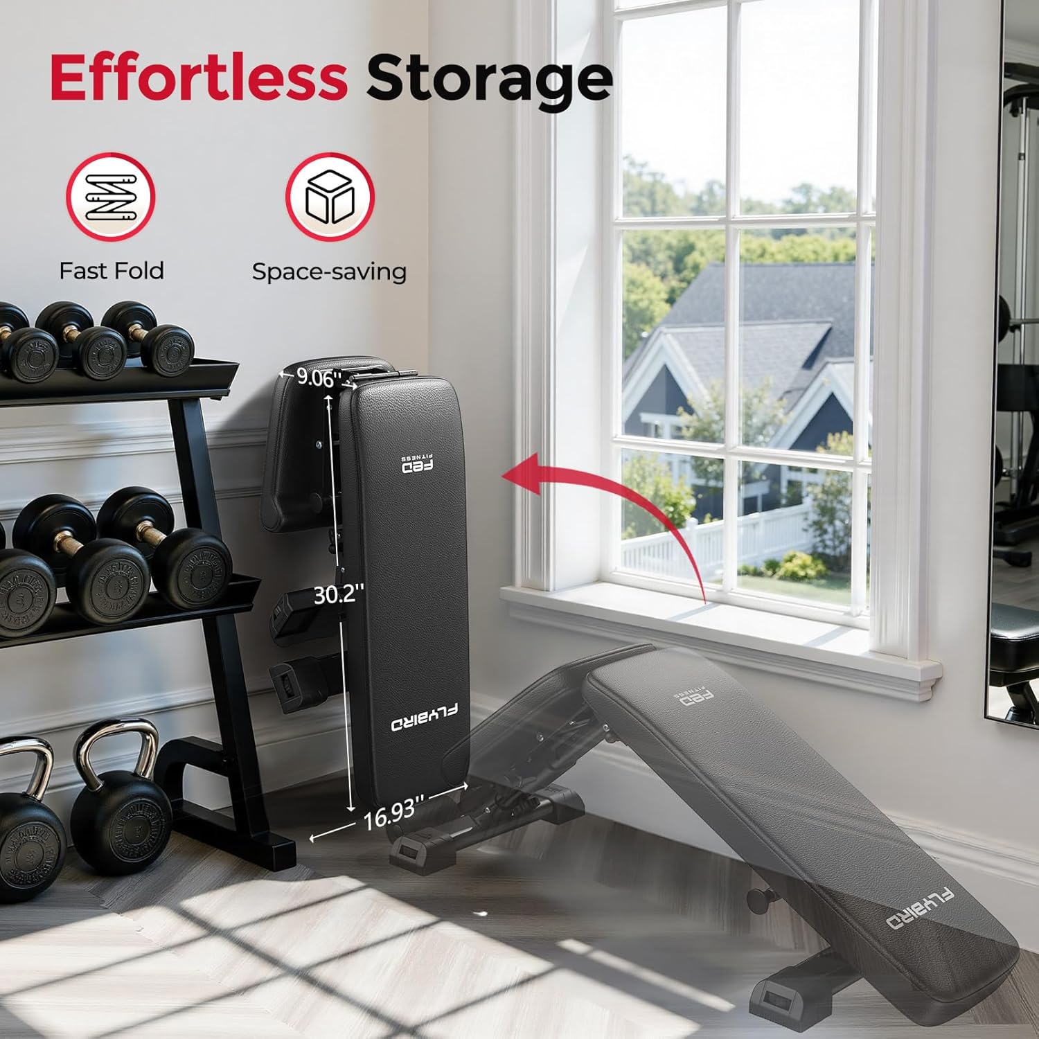 FLYBIRD WB5 Weight Bench, ASTM-Certified 800LBS Adjustable Weight Bench Workout Bench Foldable for Home Gym, 90° to -30° FID and 30in Extended Backrest for Bench Press Strength Training Exercise - Image 7