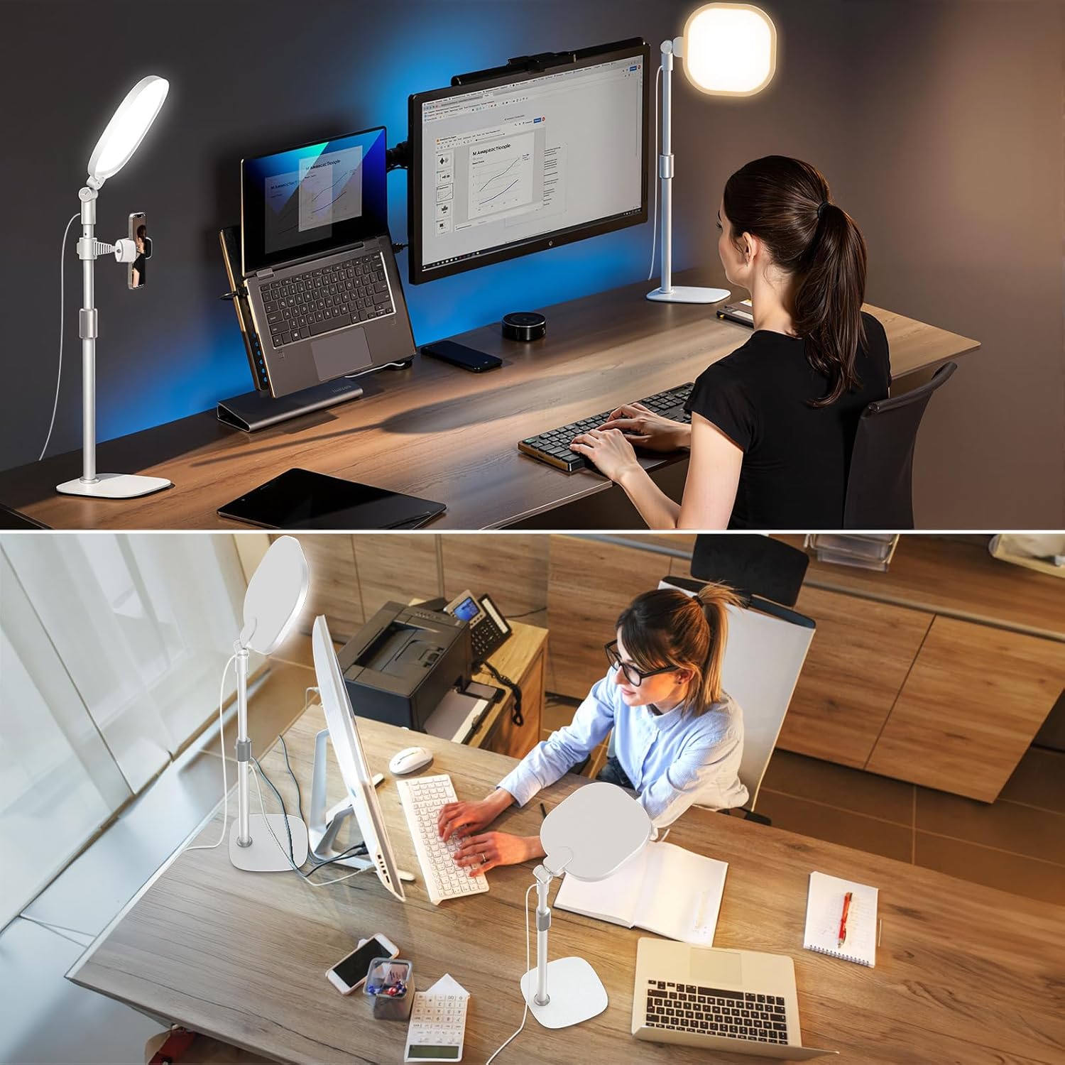 Lighting for Video Calls, 30 Light Modes Video Conference Light, Desk Ring Light with Stand for Webcam, Meetings, Live Stream, Home Office. CRI 97.8 - Image 7