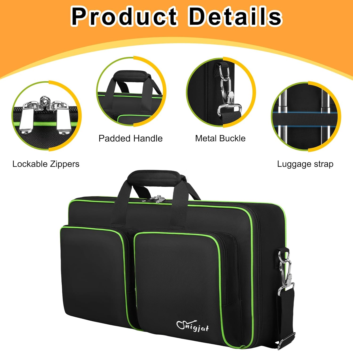 SNIGJAT DJ Controller Case for DDJ FLX4 / DDJ 400 / DDJ REV1, Padded DJ Controller Bag with 2 Pockets for Cables, Accessories, DJ Carrying Case with Adjustable Shoulder Strap for DJ Equipment - Image 6