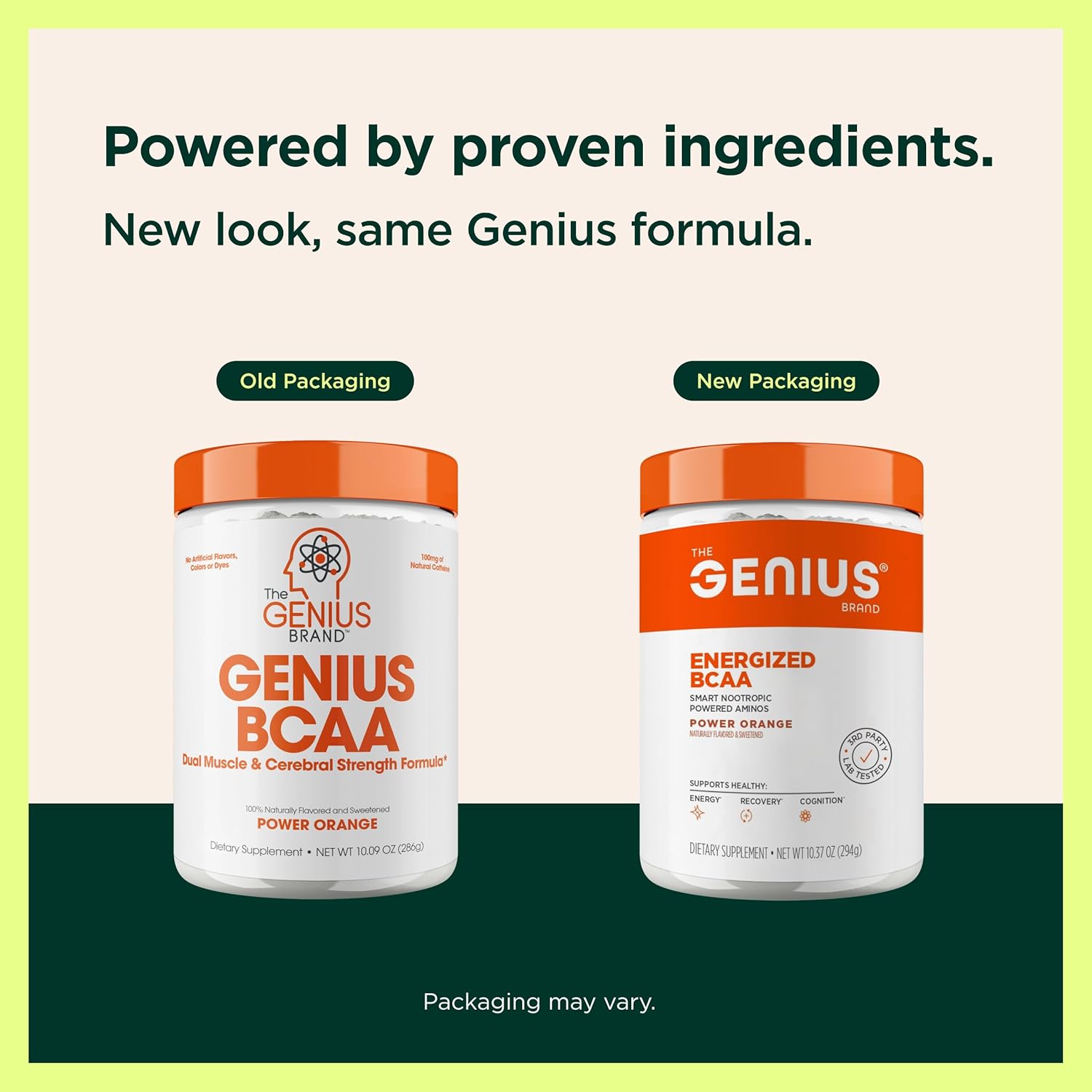 Genius BCAA Powder - 5g Vegan BCAAs L-Glutamine, Cognizin & Rhodiola Muscle Recovery Energy Support 100mg Caffeine Pre, Intra, Post-Workout Nootropic Supplement for Focus & Performance - Orange - Image 4