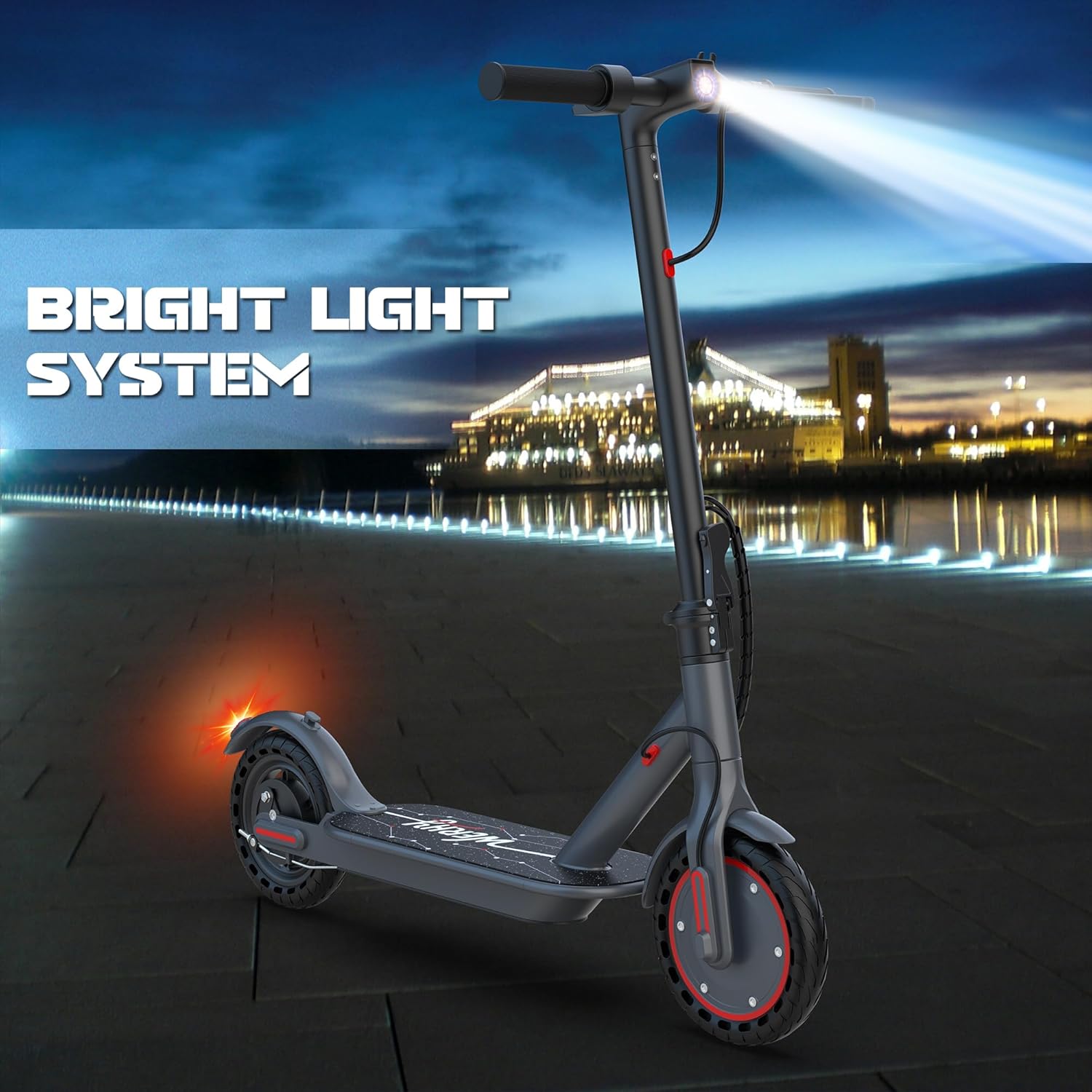 WERHY Foldable Electric Scooter, 350W Motor, Max 12/16Miles Long Range, 19 MPH Max Speed, 8.5" Solid Tire, Lightweight Foldable E-Scooter with Dual Braking, Digital Display, Cruise Control - Image 7