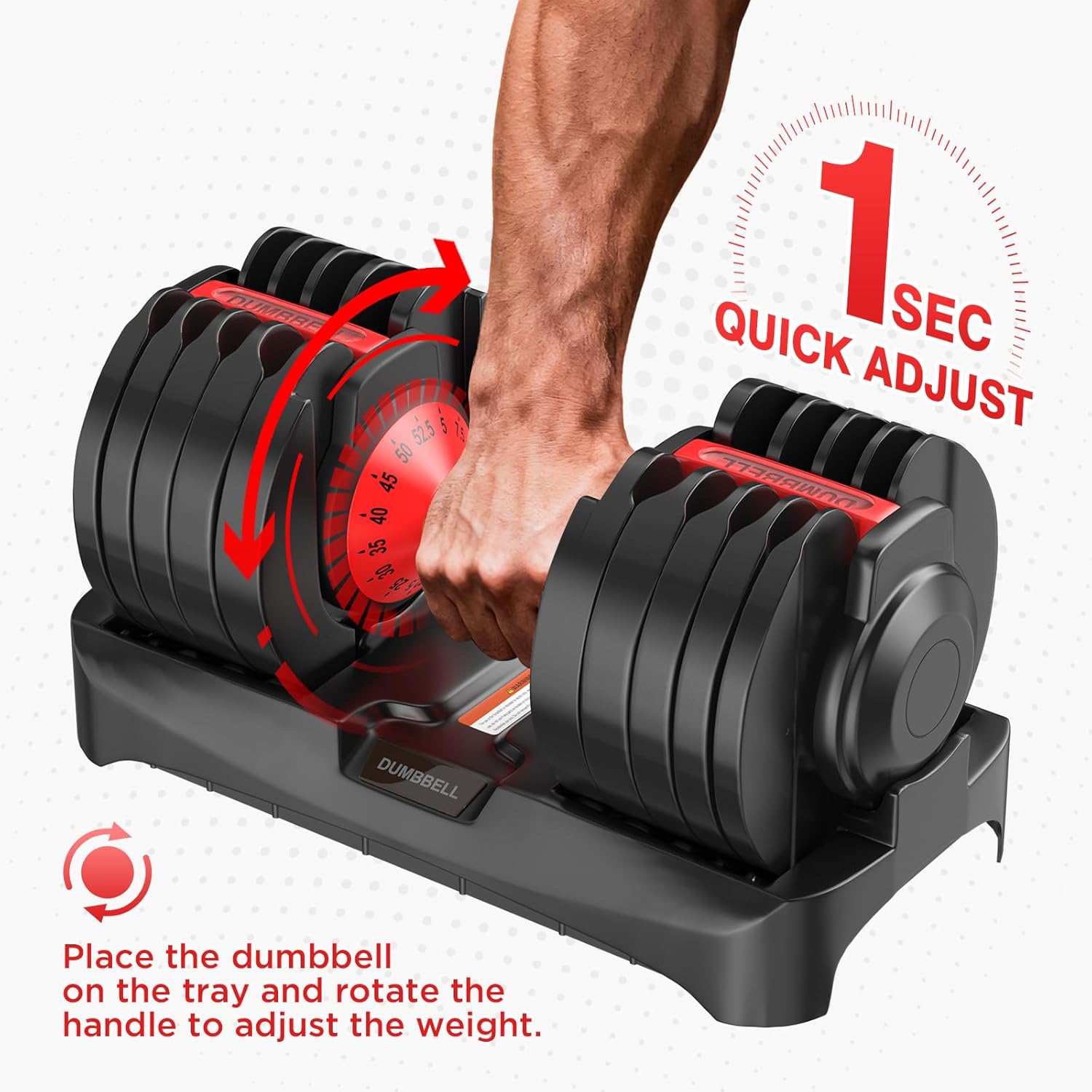 Adjustable Dumbbells Set, 10 in 1/15 in 1 Free Adjustable Weights Dumbbells Set, 25/55/52.5lbs Weights Set with Anti-Slip Handle, Fast Adjust Equipment Compact for Home Gym Strength Training - Image 5