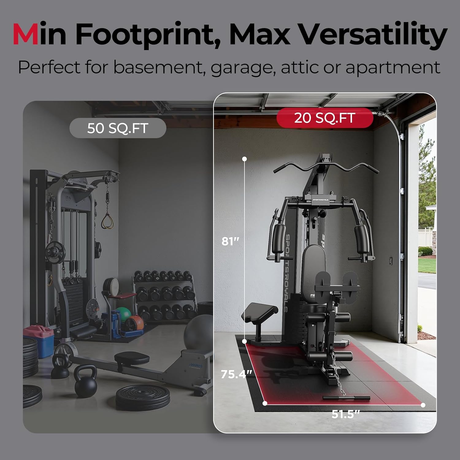 Sportsroyals Home Gym, Multifuntional Workout Station with 150LBS Weight Stack, Full Body Workout Equipment for Home Exercise Fitness - Image 6