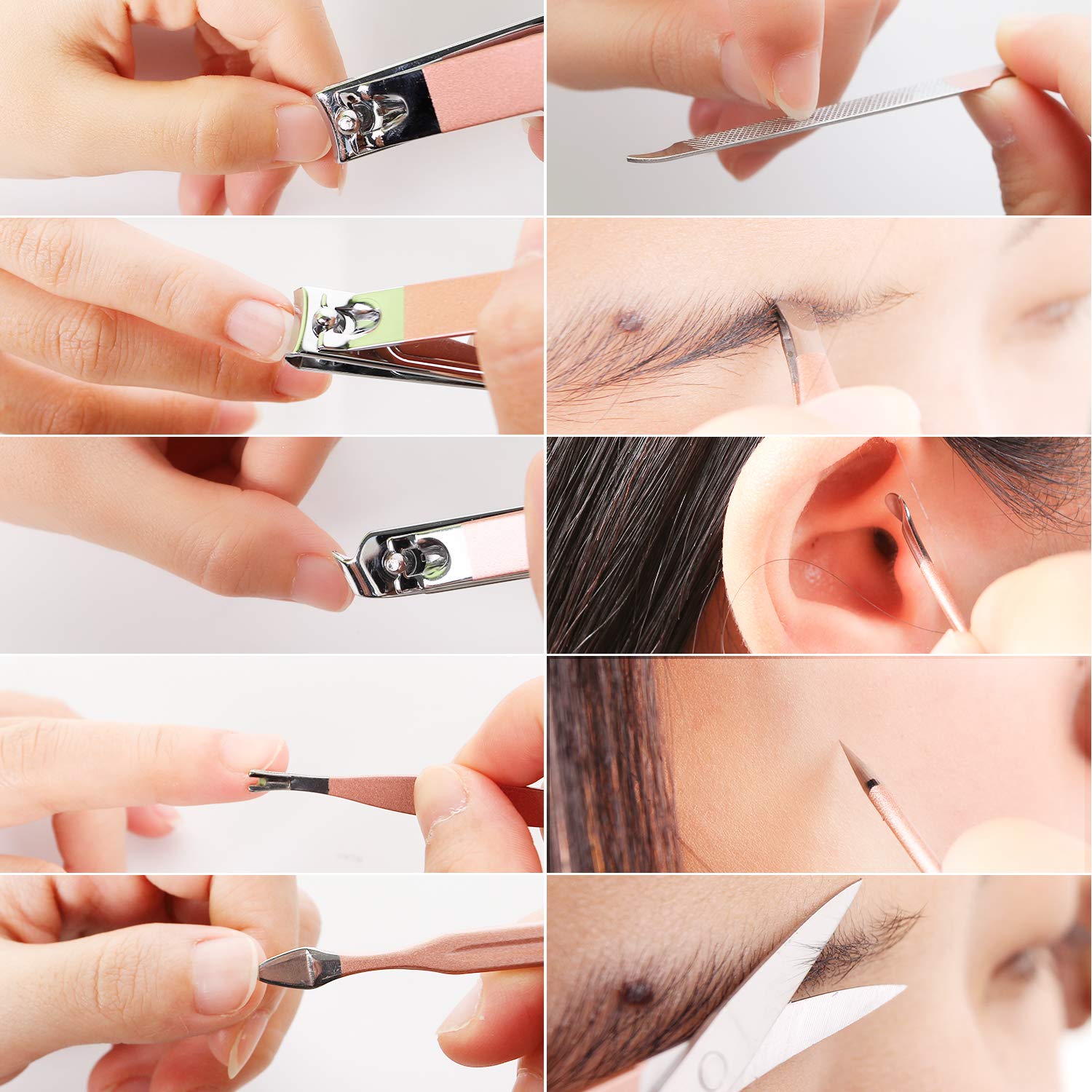 Manicure Set, Travel Mini Nail Clippers Kit Pedicure Care Tools, 10pcs Stainless Steel Grooming kit (Pink) - Image 7