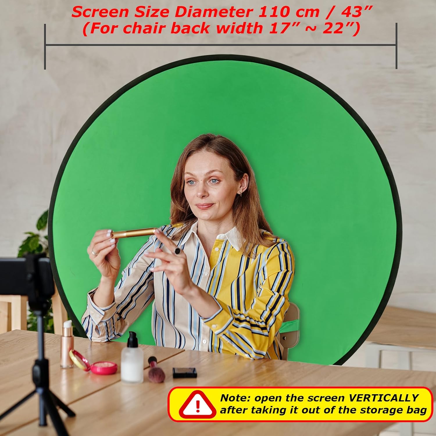 Cosmos 1 Pc Green Screen Backdrop 43 in / 110 cm Diameter Foldable Portable Photography Background Green Screen Chroma Key Backdrop for Photography Photo Video Studio, Live Streaming, Video Meeting - Image 4