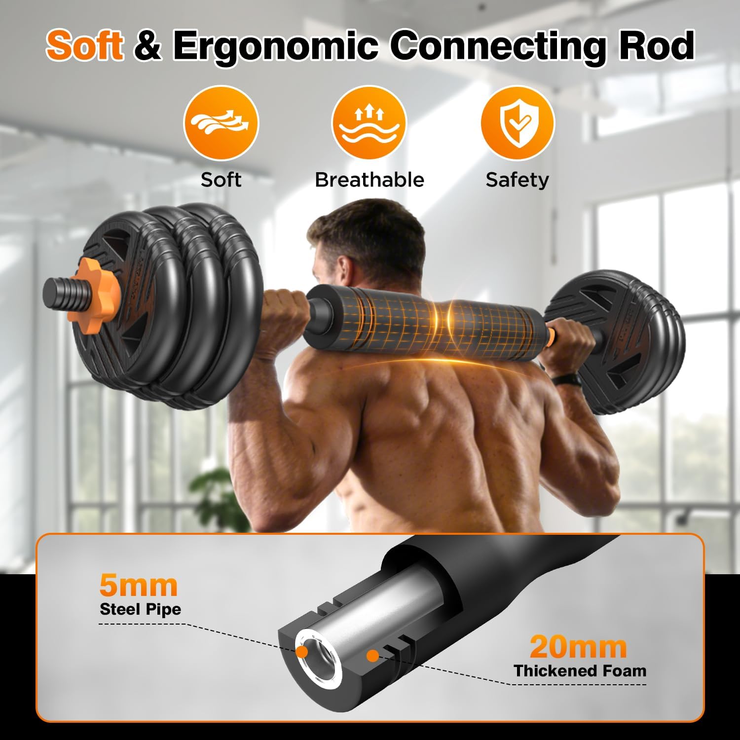 Adjustable Dumbbell Set, 33/44/66/88lbs Free Weights Set with Connector, 5 in 1 Weights Dumbbells Set Used as Barbell, Kettlebells, Push up Stand, Weight Plate, Fitness Exercise for Home Gym Workout - Image 5