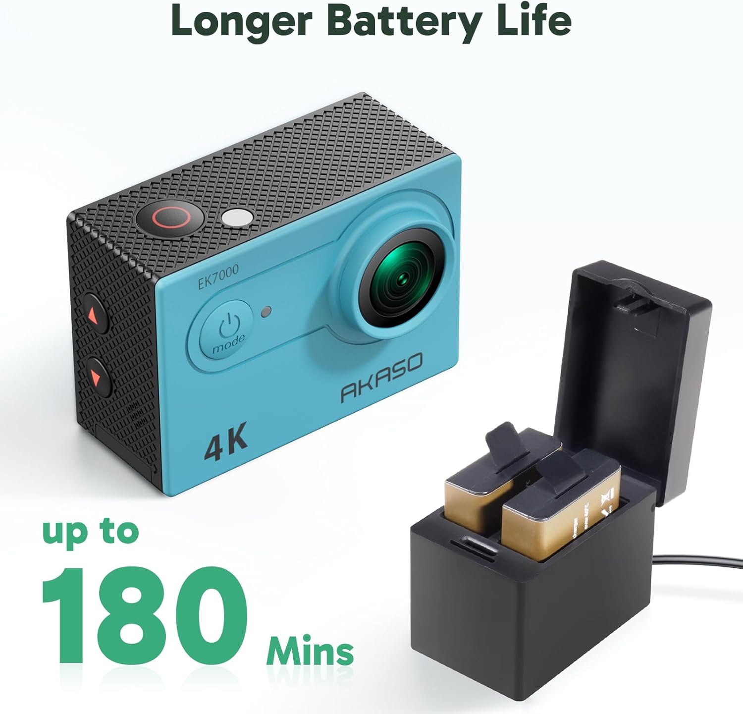 AKASO EK7000 4K30FPS 20MP WiFi Action Camera with EIS Ultra HD 131FT Waterproof Underwater Camera Remote Control 4X Zoom Support External Microphone Blue - Image 8