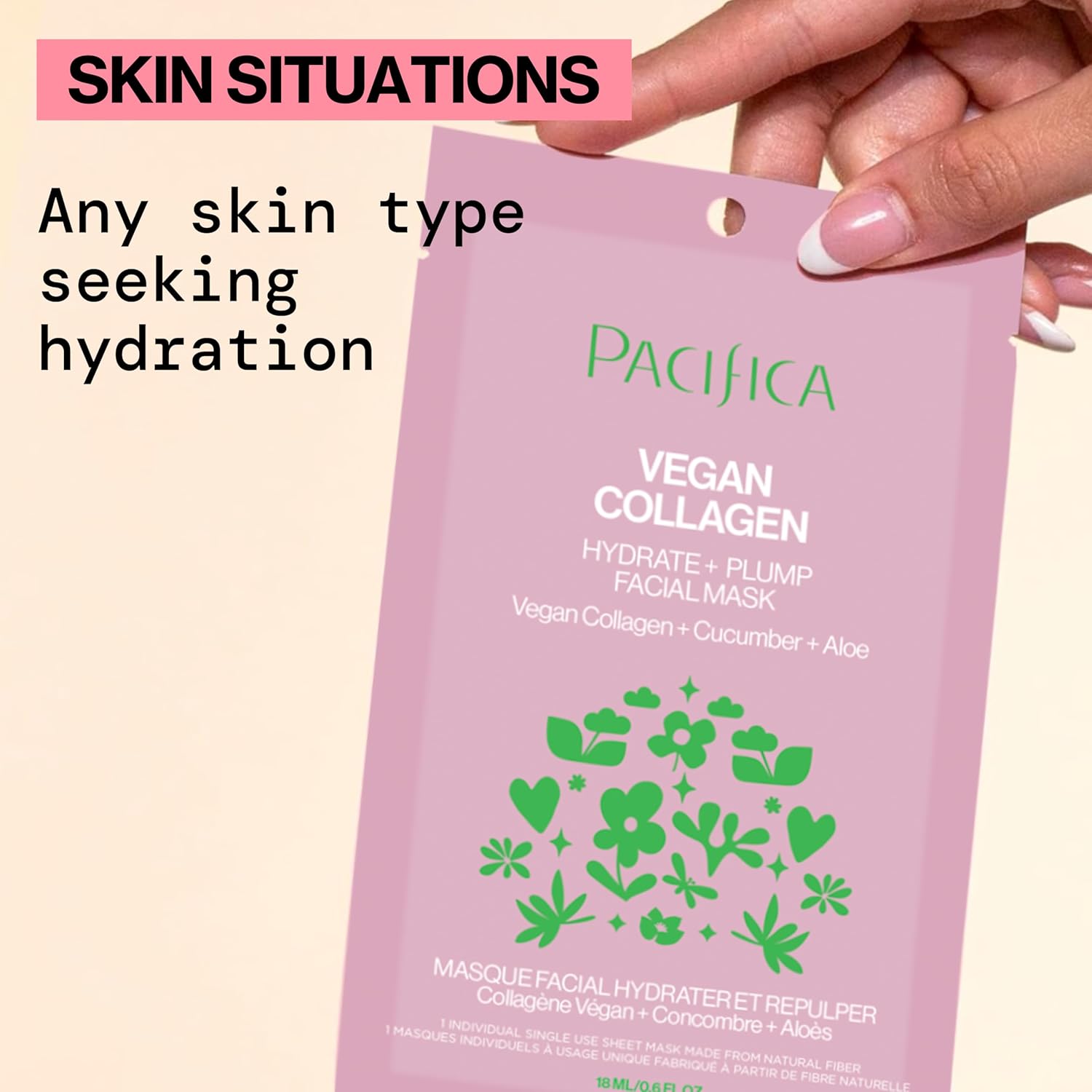 Pacifica Sheet Face Mask - Vegan Collagen Hydrate & Plump with Cucumber & Aloe – Moisturizing Mask for Dry & Aging Skin - Clean Beauty Vegan & Cruelty-Free Dermatologist Tested - Image 15