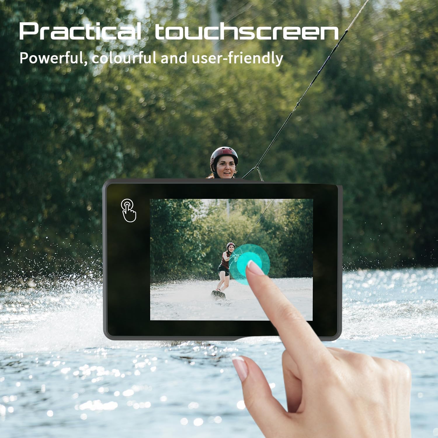 Apexcam M90 Action Camera with 64GB Card Action Cam 4K60FPS 64MP WiFi EIS Image Stabilization with Touchscreen Underwater Camera 40m Waterproof 8X Zoom 2.4G Remote Control 2x1350mAh - Image 6