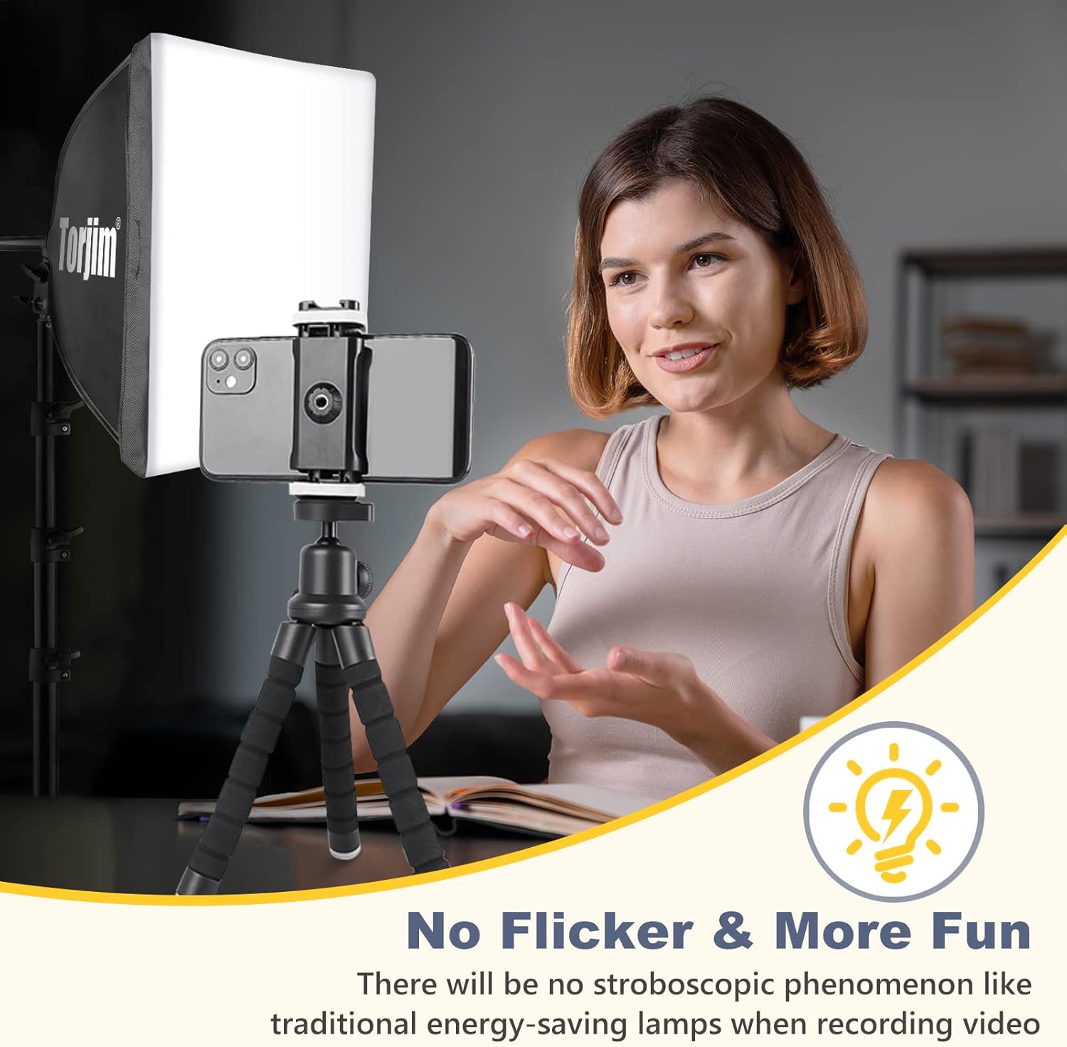 Torjim Softbox Photography Lighting Kit, 16'' x 16'' Professional Softbox Lighting Kit with 85W 3000-7500K LED Bulbs, Studio Lights for Photography/Video Recording/Live Streaming/Portraits Shooting - Image 5