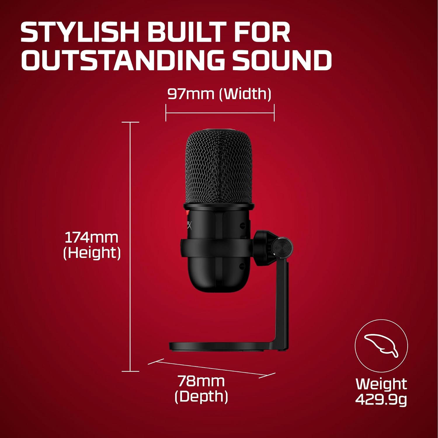HyperX SoloCast – USB Condenser Gaming Microphone, for PC, PS4, PS5 and Mac, Tap-to-Mute Sensor, Cardioid Polar Pattern, great for Streaming, Podcasts, Twitch, YouTube, Discord,Black - Image 8
