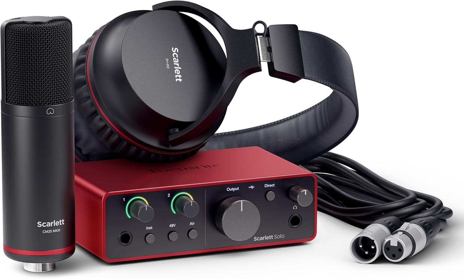 Focusrite Scarlett Solo Studio 4th Gen USB Audio Interface Bundle for the Songwriter, Guitarist or Vocalist with Condenser Microphone and Headphones for Recording, Songwriting, and Podcasting