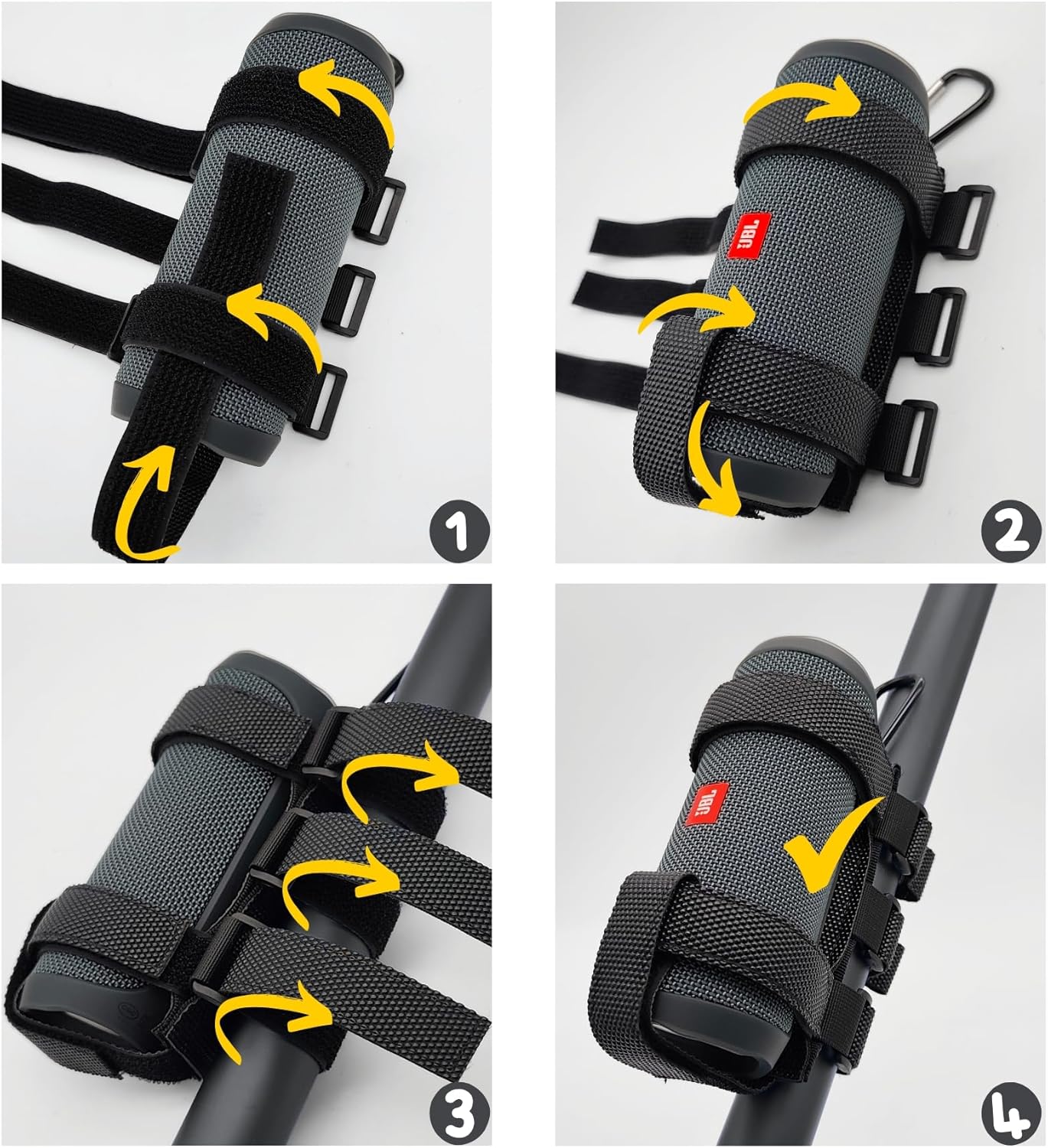 Portable Bike Golf-Cart Speaker Mount - Adjustable Strap Holder for JBL Flip 6 Charge 5 Series Bluetooth Speaker, Waterproof Holder for Railing or Handlebar of Bicycle, Scooter, utv, ATV, Motorcycle - Image 8