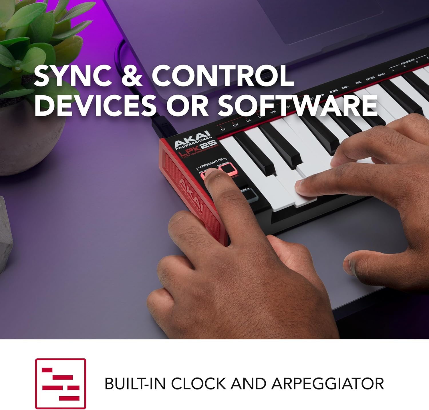 Akai Professional LPK25 - USB MIDI Keyboard Controller with 25 Responsive Synth Keys for Mac and PC, Arpeggiator and Music Production Software,black - Image 3