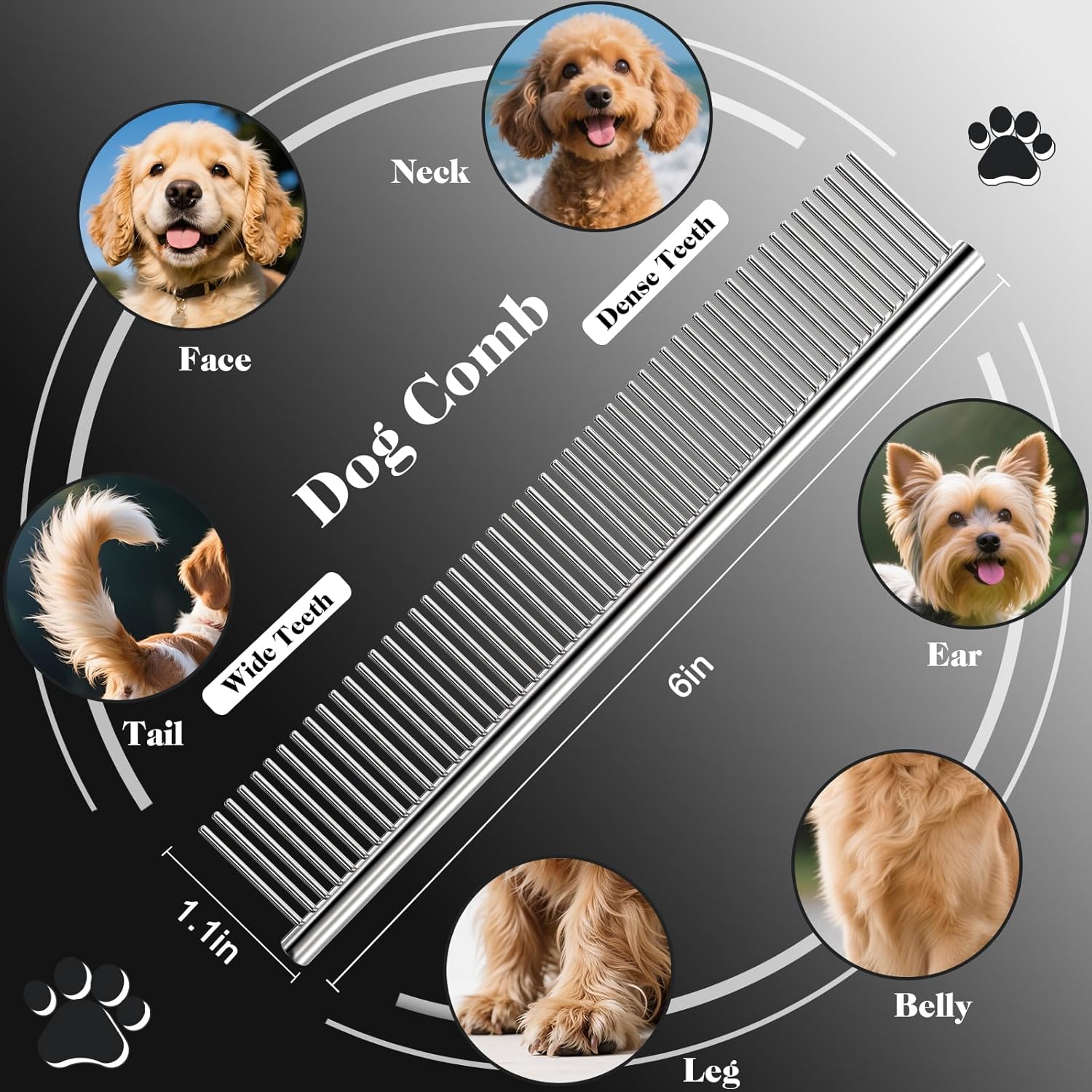 Professional 4 in 1 Dog & Cat Grooming Scissors Kit with Safety Round Tips,Sharp & Durable,Dog Shears for Grooming - Includes Straight, Curved, Thinning Scissors and Comb - Premium Pet Supplies - Image 6