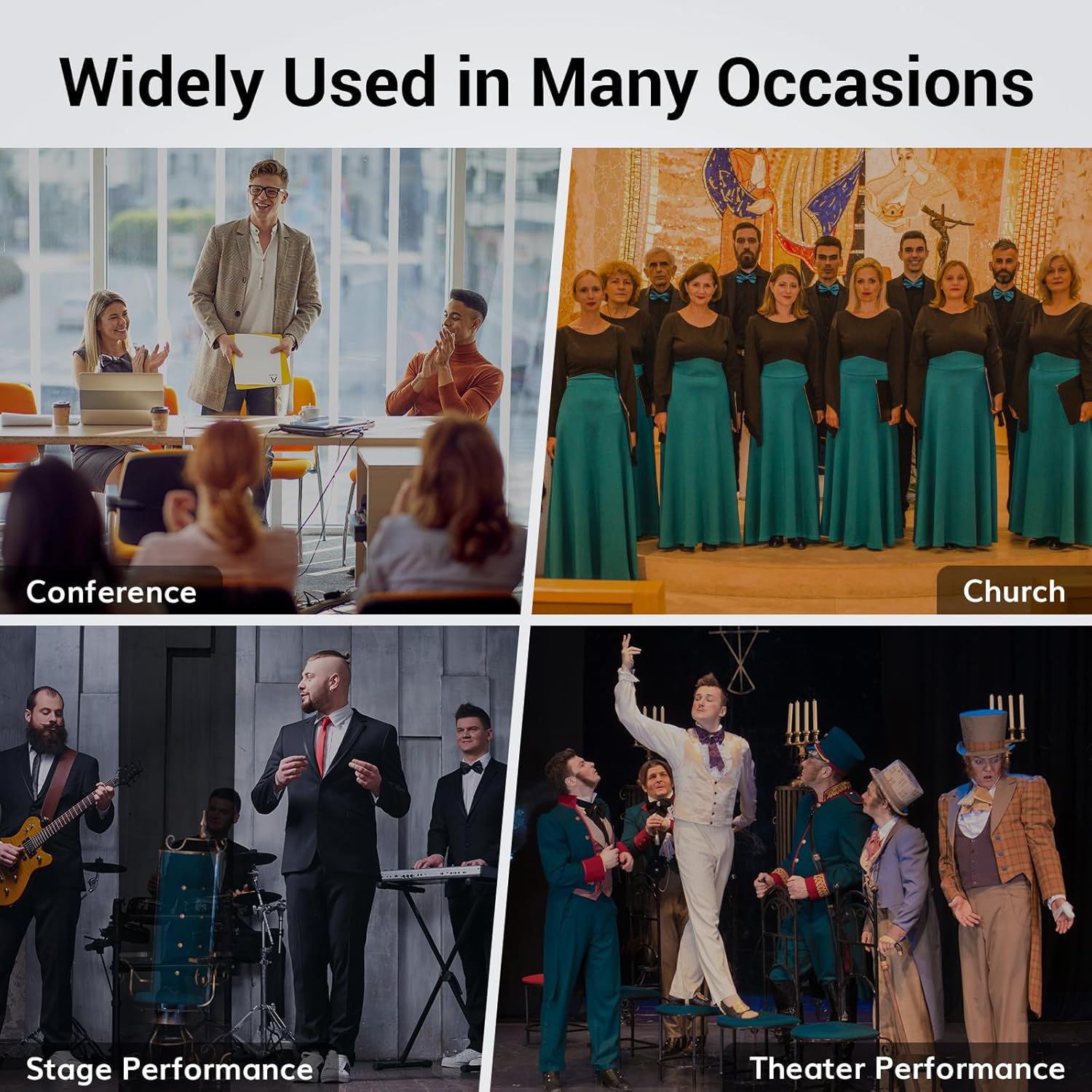 TONOR Wireless Microphones System with UHF Headset/Lavalier Lapel Mics, Bodypack Transmitter, Receiver, 4 * 10 Channels, 60 m/200ft Range for Church Conference Performance Singing Karaoke PA Speaker - Image 8