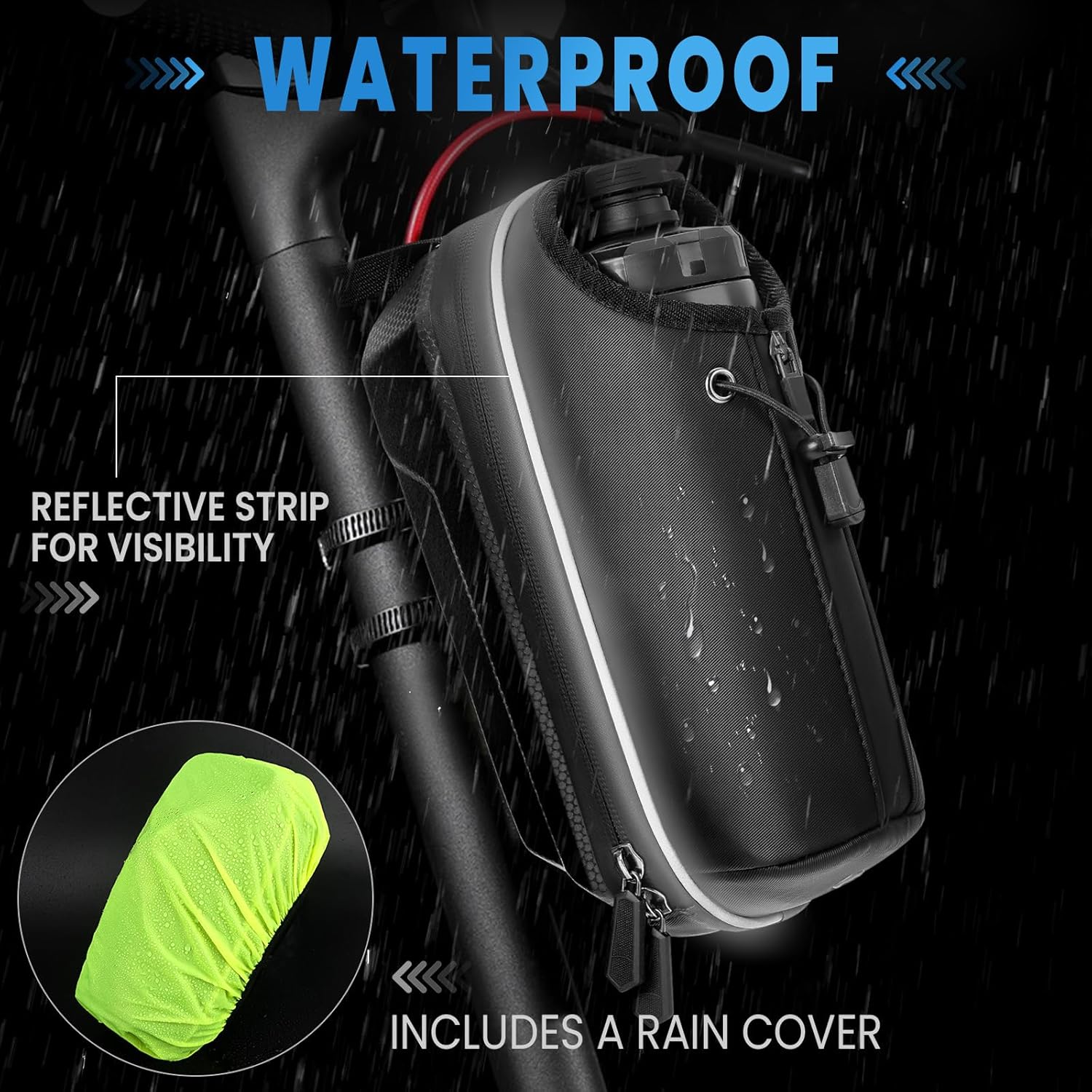 GXCROR Electric Scooter Bag 2L Large Capacity, Waterproof Front Hanging Storage Bag, Portable Handlebar Bag for Carrying Phone, Bottle, Charger Tools - Image 6