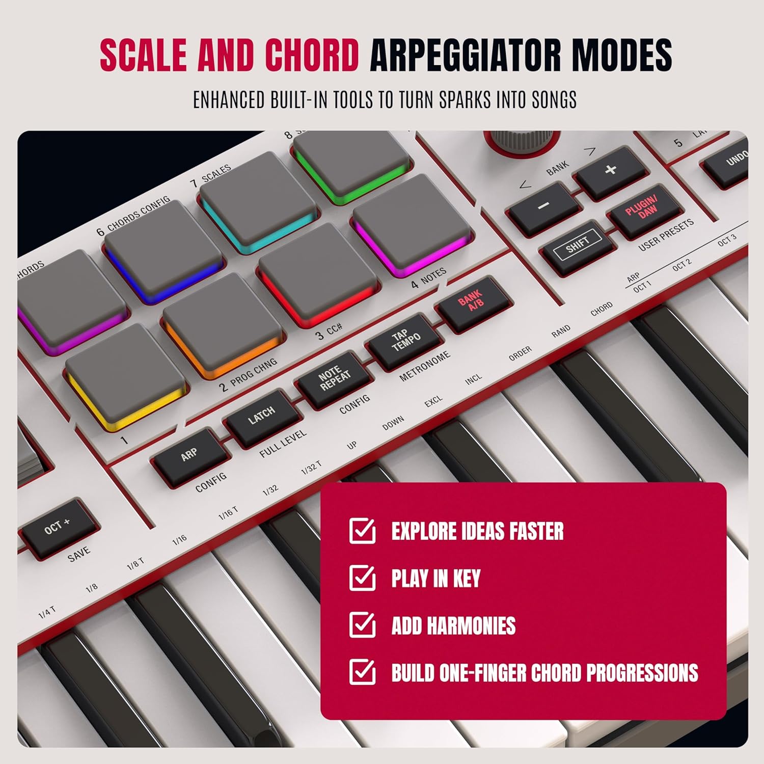 Akai Professional MPK Mini IV USB-C MIDI Keyboard Controller for Beginners and Producers - MPC Drum Pads, 360° Knobs, Pitch and Mod Wheels, Production Software, Native Instruments Sound Package, Grey - Image 7