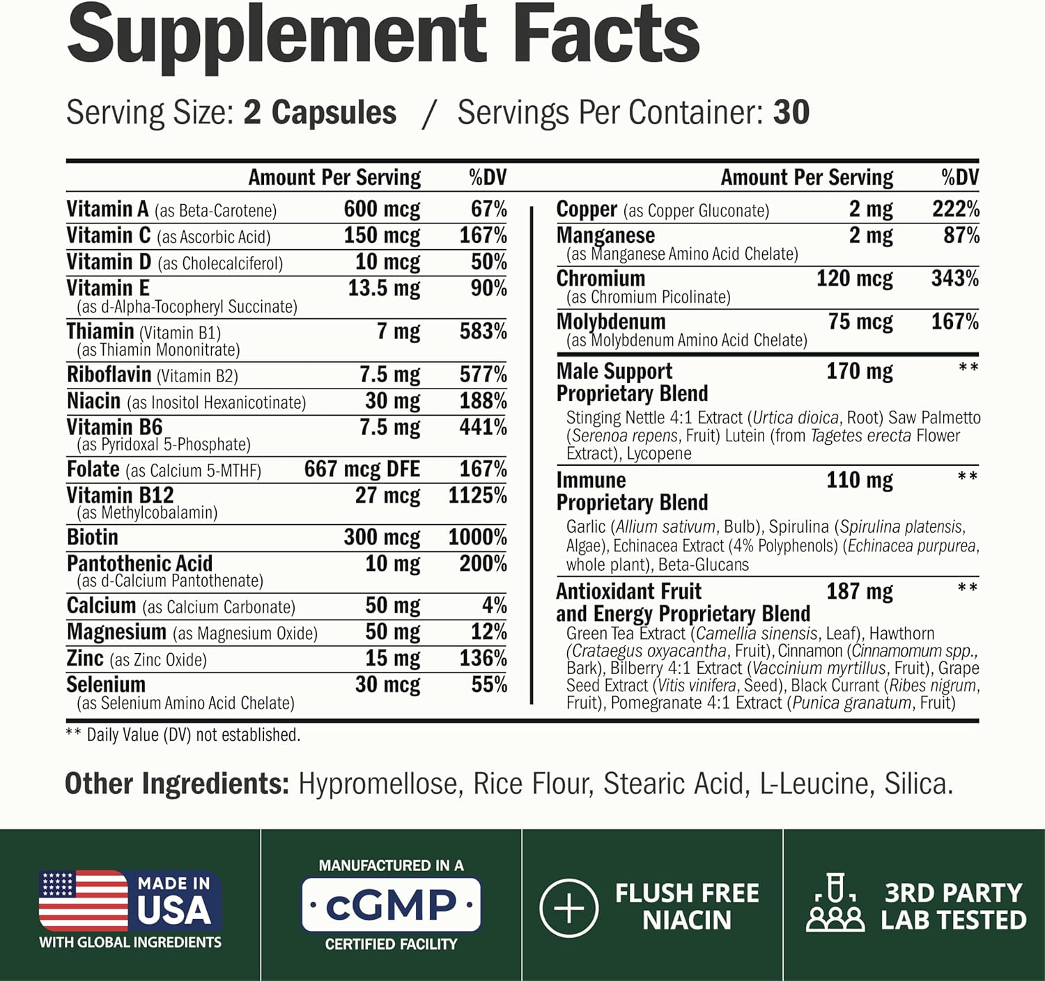 Multivitamin for Men with Methylated Vitamins and Chelated Minerals for Energy, Focus and Immune Health – Premium Daily Mens Multivitamins & Multiminerals – 60 Capsules - Image 3