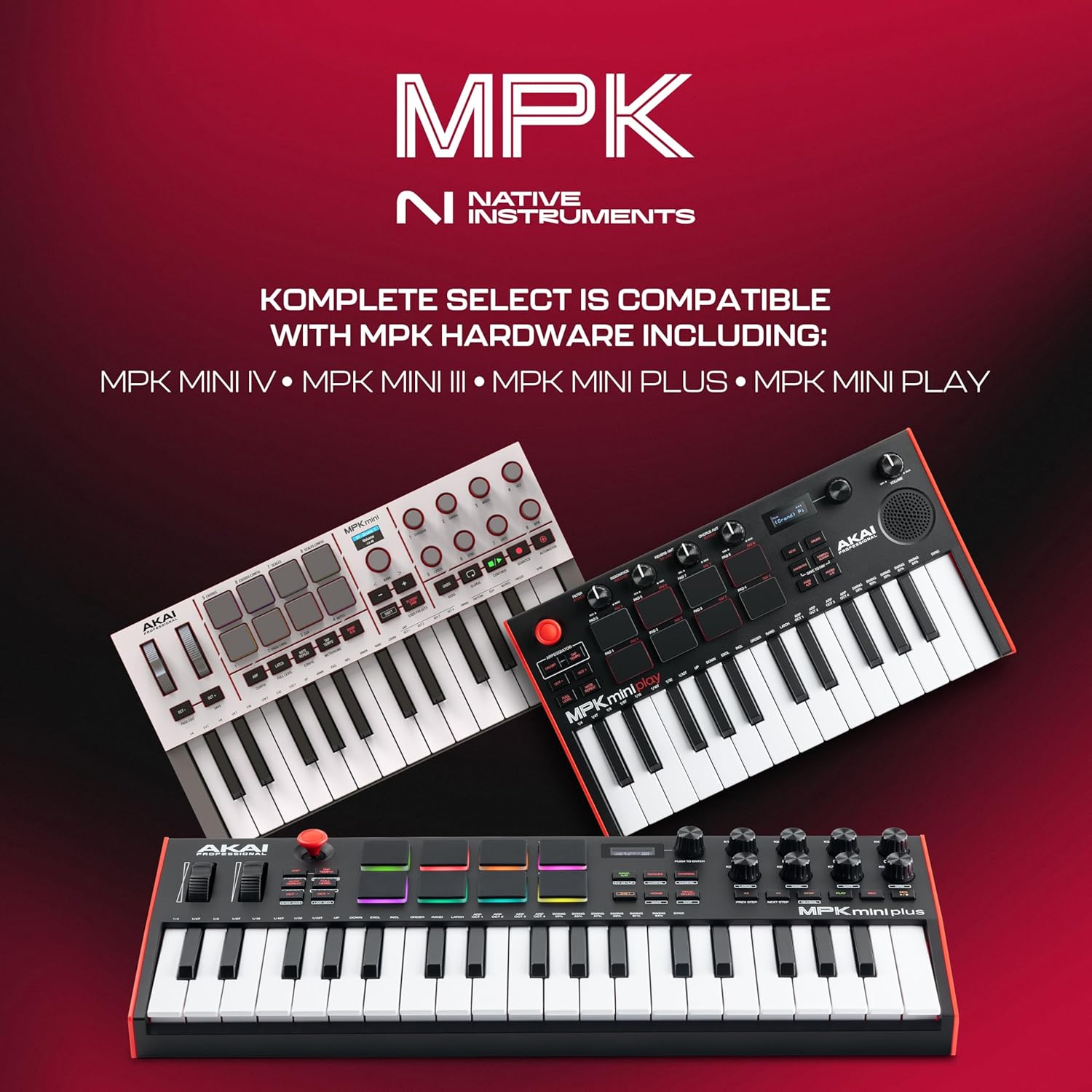 Akai Professional MPK Mini IV USB-C MIDI Keyboard Controller for Beginners and Producers - MPC Drum Pads, 360° Knobs, Pitch and Mod Wheels, Production Software, Native Instruments Sound Package, Grey - Image 12