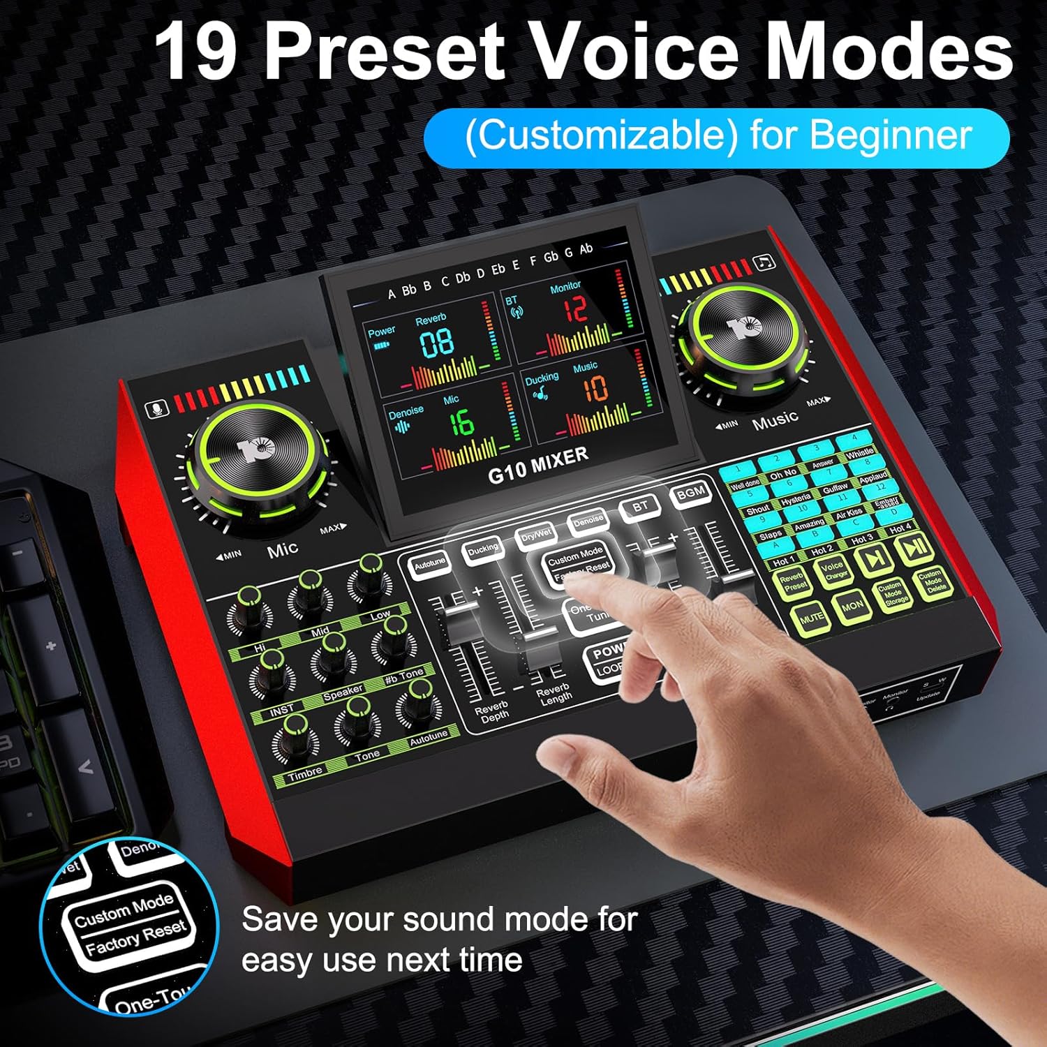 Podcast Microphone Bundle with Live Sound Card Audio Mixer, Podcast Equipment Bundle with 3.5mm Condenser Microphone for Pc/Phone Live Streaming Singing Gaming, Sound Board with Voice Changer, Denoise - Image 9