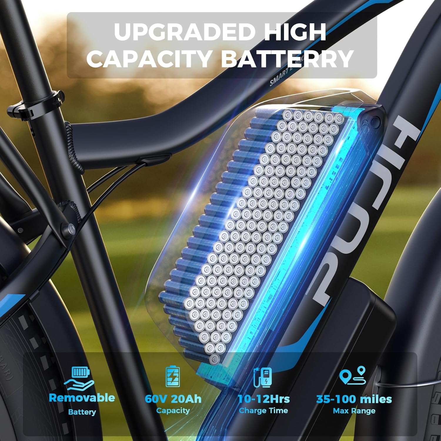 6000W Dual Motor Electric Bike, Ebikes for Adults Max 38-45MPH Up to 100 Miles Range, 60V 20Ah Removable Battery with 24/26" Fat Tire Electric Bicycles for Men Women, E-Bike for All Terrain PU2 - Image 2