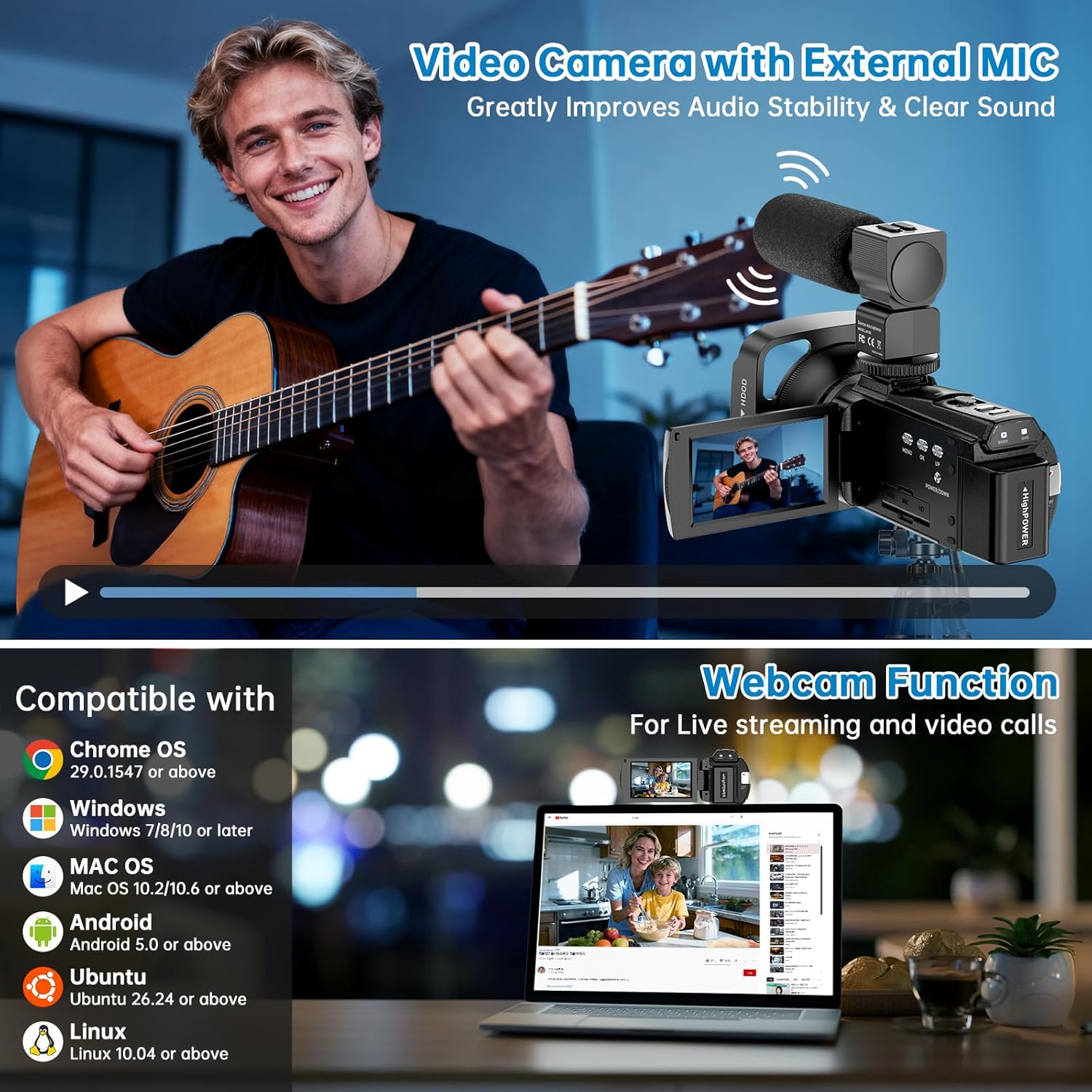 8K Video Camera Camcorder 2025 Latest 88MP Ultra HD Video Cameras Wifi Vlogging Camera for YouTube 18X Digital Video Cameras with 32G Card Microphone 6-Axis Anti-Shake IR Night Vision Video Recorder - Image 6