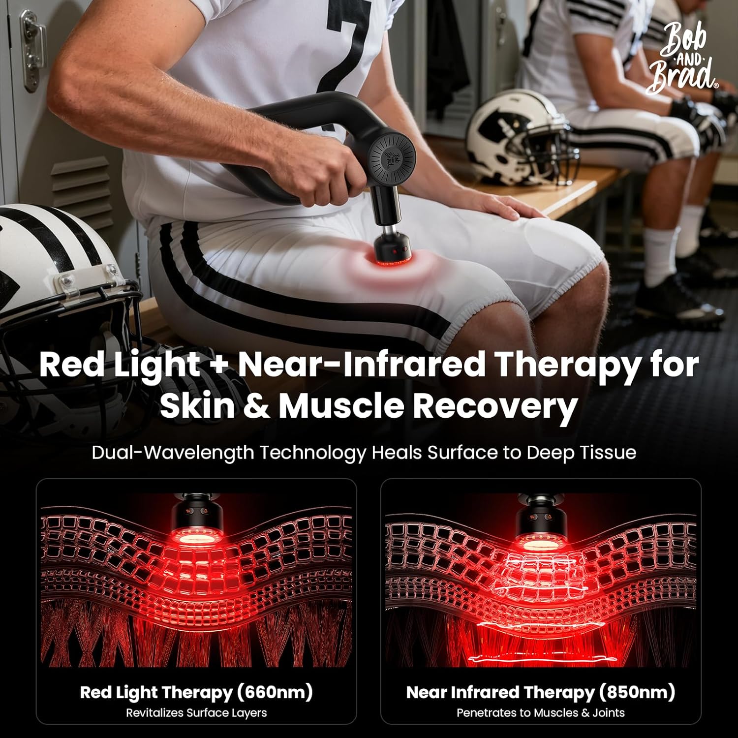 BOB AND BRAD D6 Ultra Massage Gun with Infrared Light, Deep Tissue Percussion with 16mm Amplitude, Professional Muscle Massager for Athletes, Electric Handheld Massager - Image 3