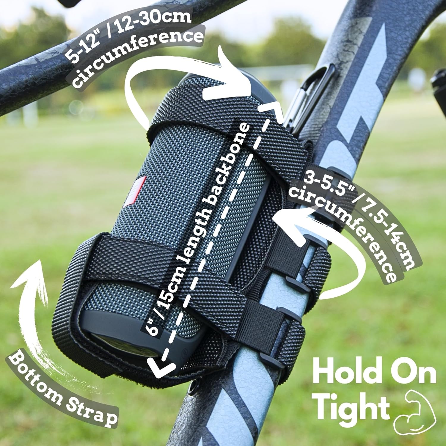 Portable Bike Golf-Cart Speaker Mount - Adjustable Strap Holder for JBL Flip 6 Charge 5 Series Bluetooth Speaker, Waterproof Holder for Railing or Handlebar of Bicycle, Scooter, utv, ATV, Motorcycle - Image 2
