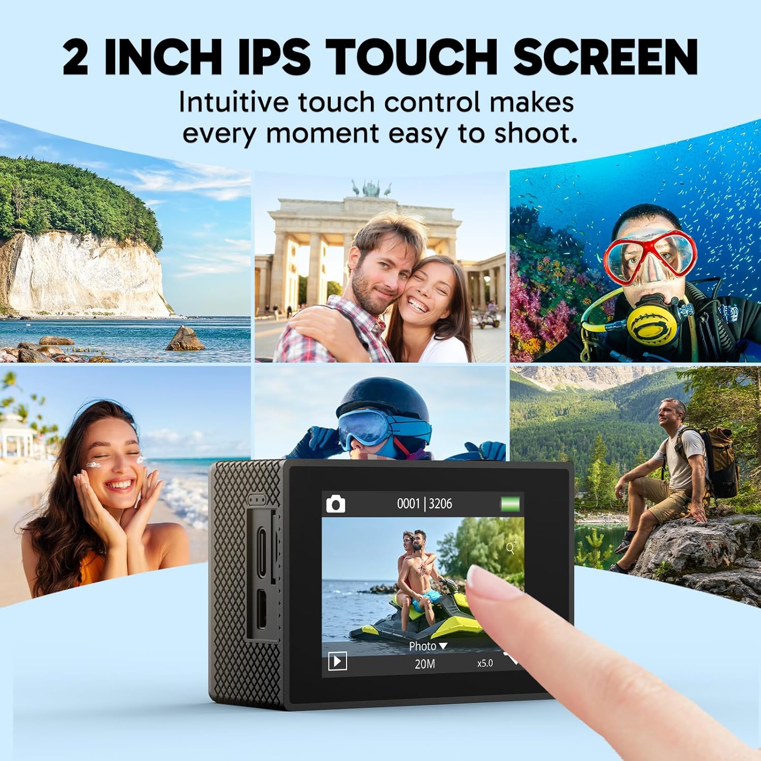 AKASO EK7000 Pro 4K30fps Action Camera with Touch Screen EIS 131ft Waterproof Underwater Camera Remote Control 5X Zoom with Helmet Accessories Kit (Standalone) - Image 6