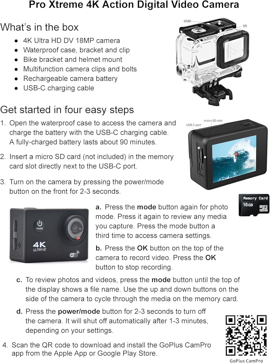 Pro Xtreme 4K Action Camera - Ultra HD Waterproof Camera Video Camera with Wi-Fi, 170° Wide Angle Lens, Image Stabilization, Multiple Mounting Options - Perfect Underwater Camera Snorkeling - Image 4