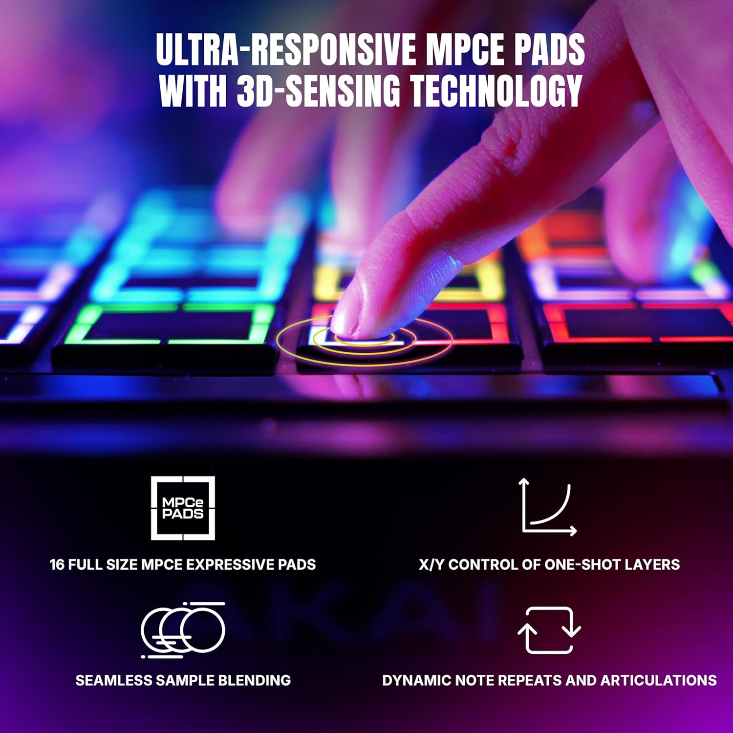 Akai Professional MPC Live III Standalone Portable Music Production Center with MPCe Pads, Sequencer, Touchscreen, Mic, Stereo Monitors, Audio Interface, Wi-Fi, Bluetooth, Battery, Touchstrip - Image 4