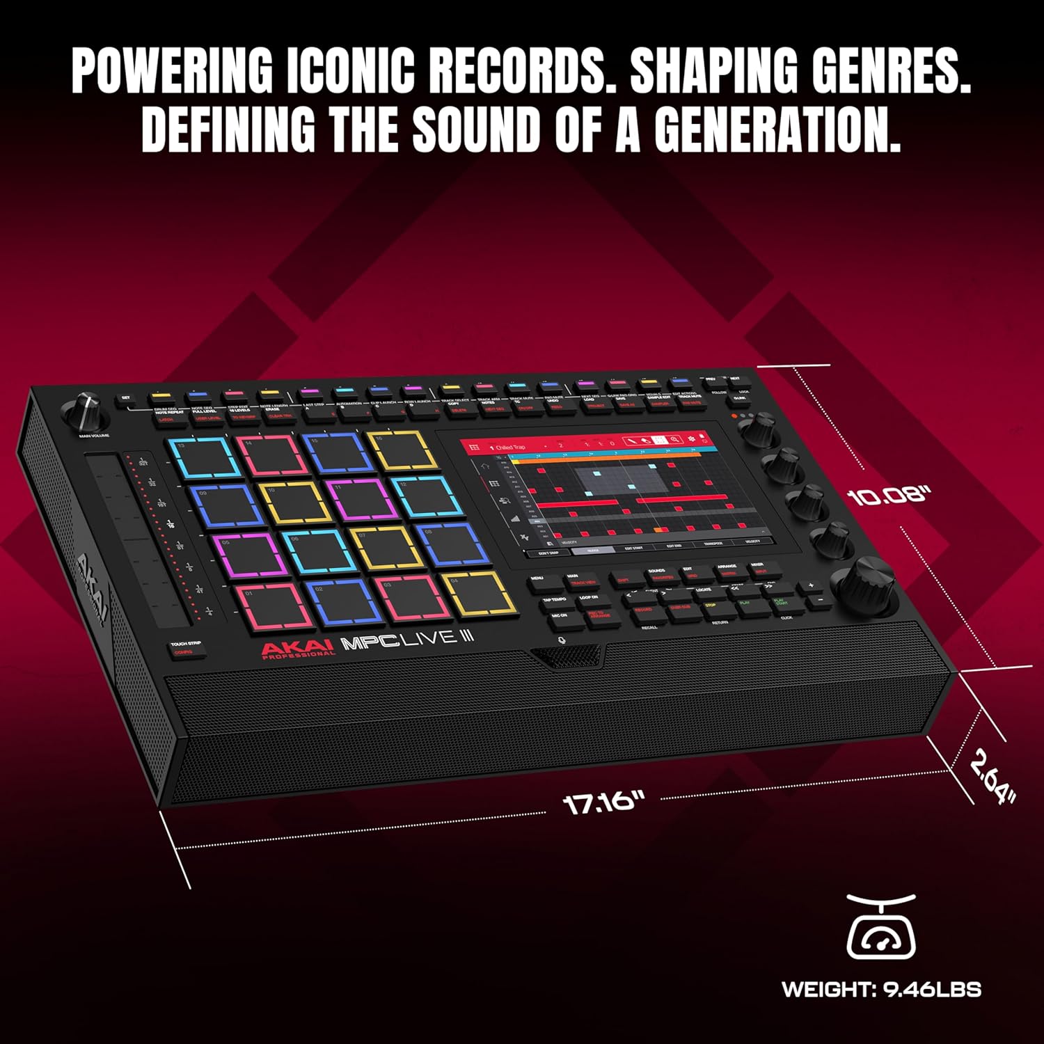 Akai Professional MPC Live III Standalone Portable Music Production Center with MPCe Pads, Sequencer, Touchscreen, Mic, Stereo Monitors, Audio Interface, Wi-Fi, Bluetooth, Battery, Touchstrip - Image 9