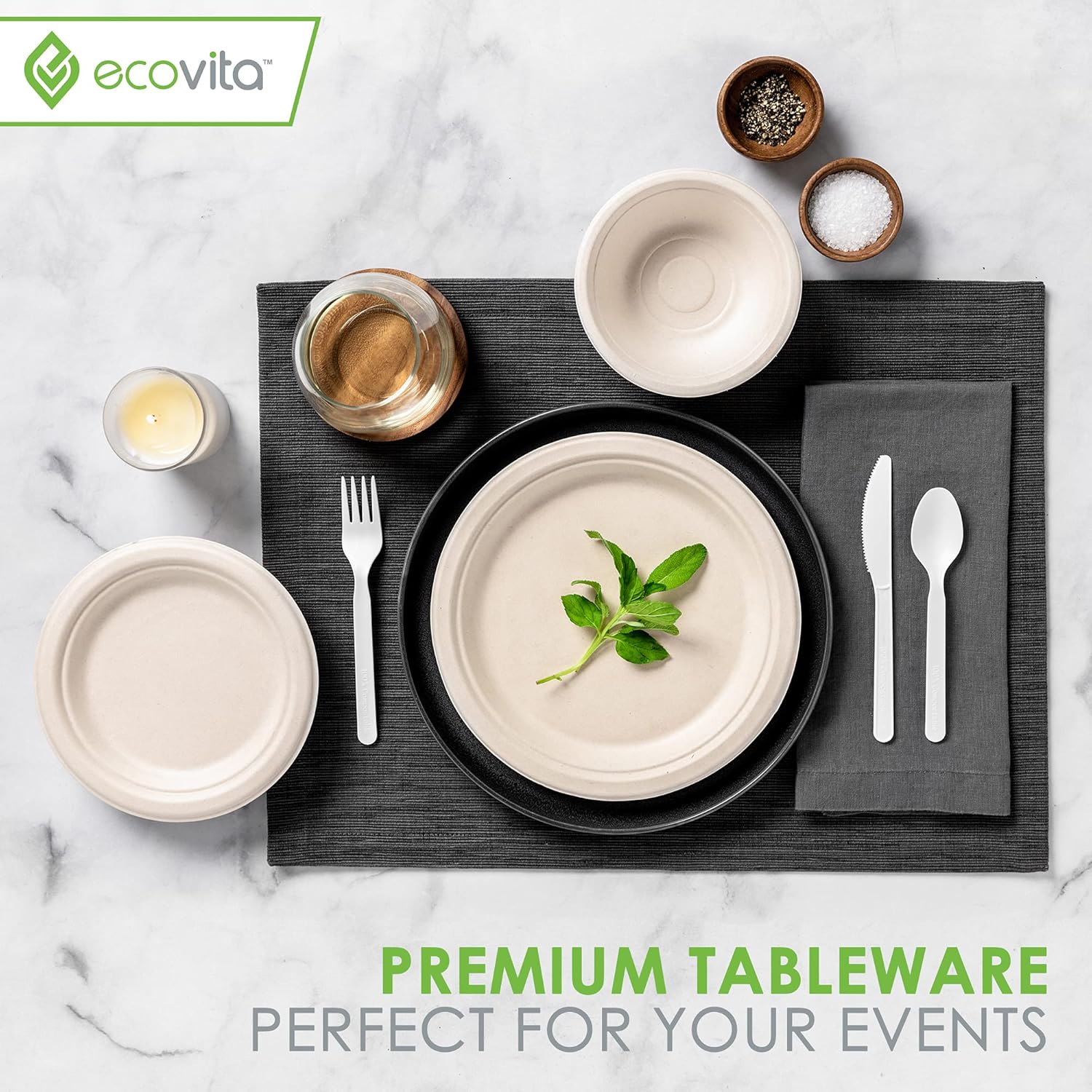 Ecovita 100% Compostable Forks - 500 Large Disposable Utensils (7 in.) Bulk Size Eco Friendly Durable and Heat Resistant Alternative to Plastic Forks with Convenient Tray - Image 6
