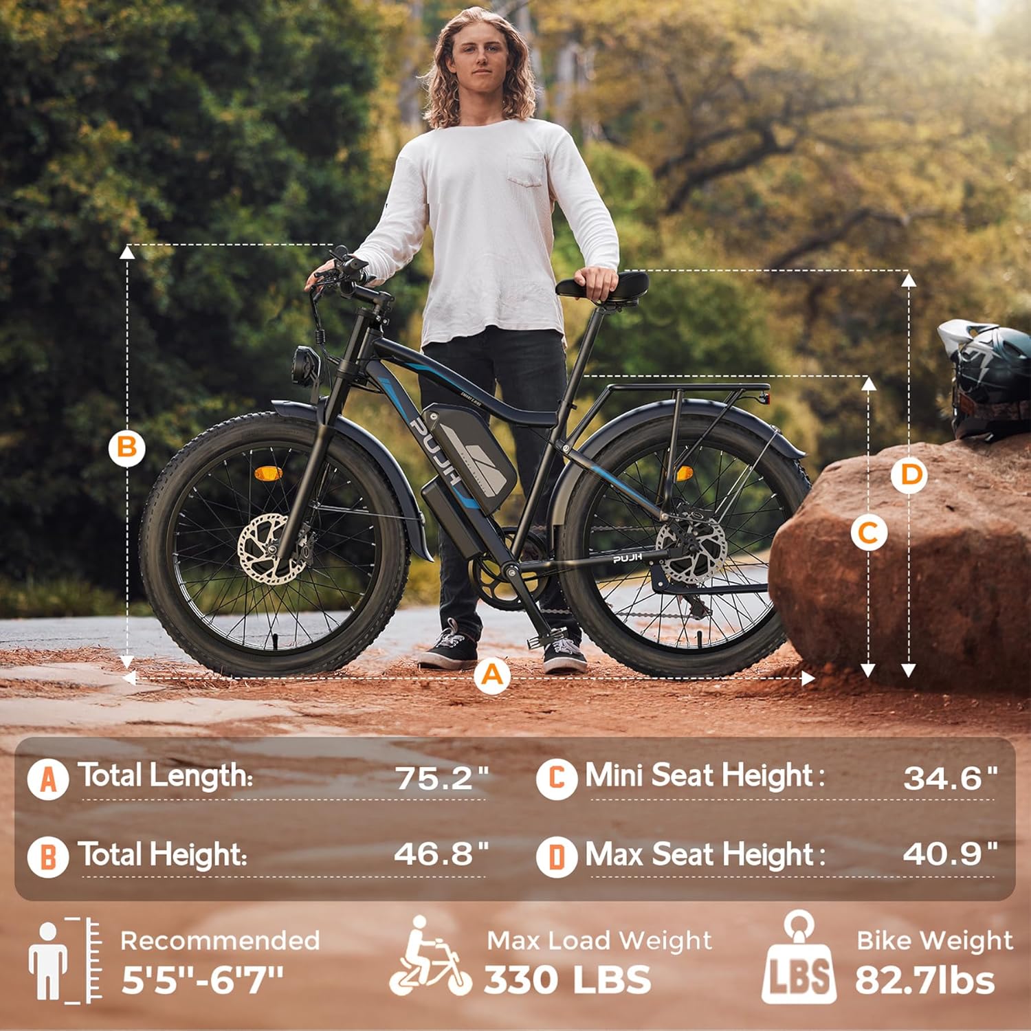 6000W Dual Motor Electric Bike, Ebikes for Adults Max 38-45MPH Up to 100 Miles Range, 60V 20Ah Removable Battery with 24/26" Fat Tire Electric Bicycles for Men Women, E-Bike for All Terrain PU2 - Image 8