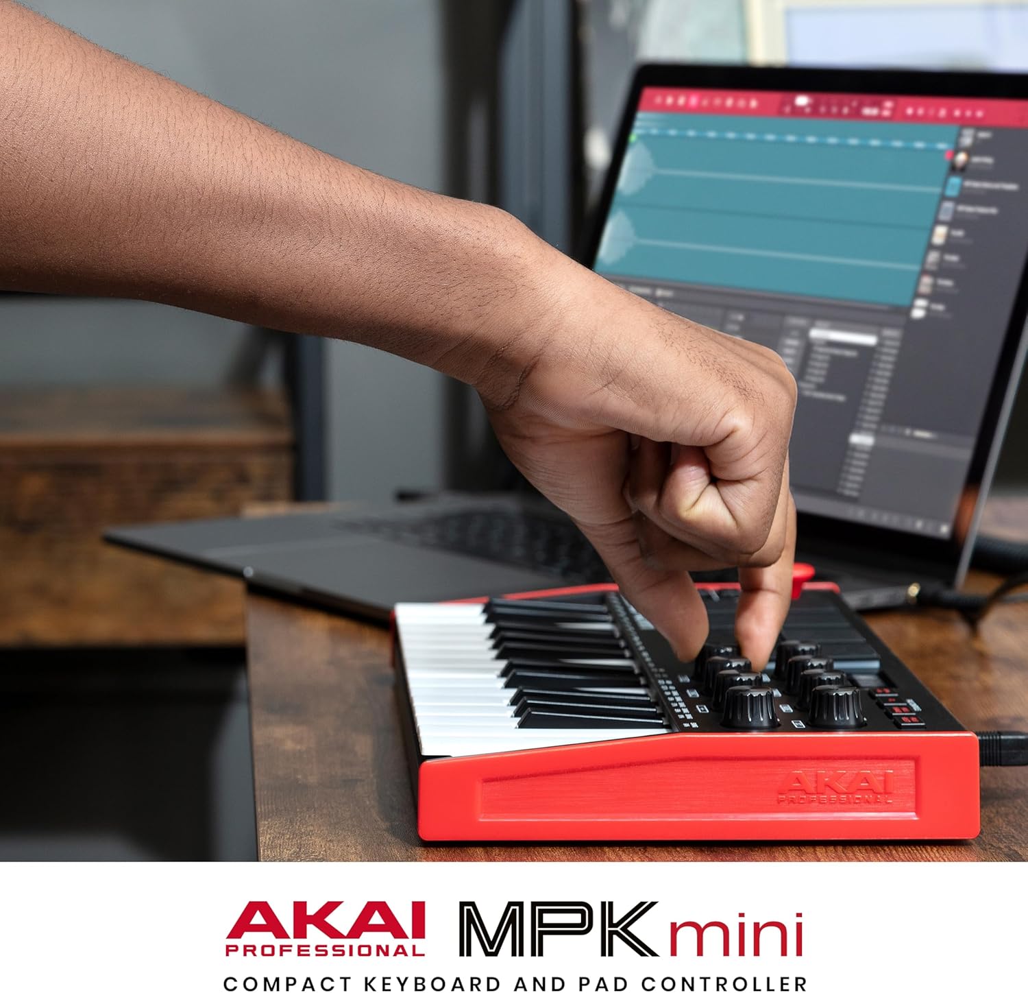 Akai Professional MPK Mini MK3 25 Key USB MIDI Keyboard Controller With 8 Backlit Drum Pads, 8 Knobs, Music Production Software and Native Instruments Sound Package (NKS Integration) - Image 9