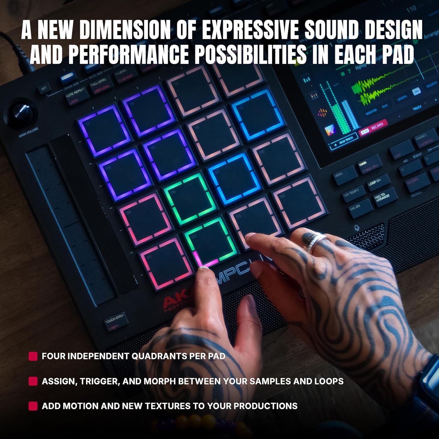 Akai Professional MPC Live III Standalone Portable Music Production Center with MPCe Pads, Sequencer, Touchscreen, Mic, Stereo Monitors, Audio Interface, Wi-Fi, Bluetooth, Battery, Touchstrip - Image 5