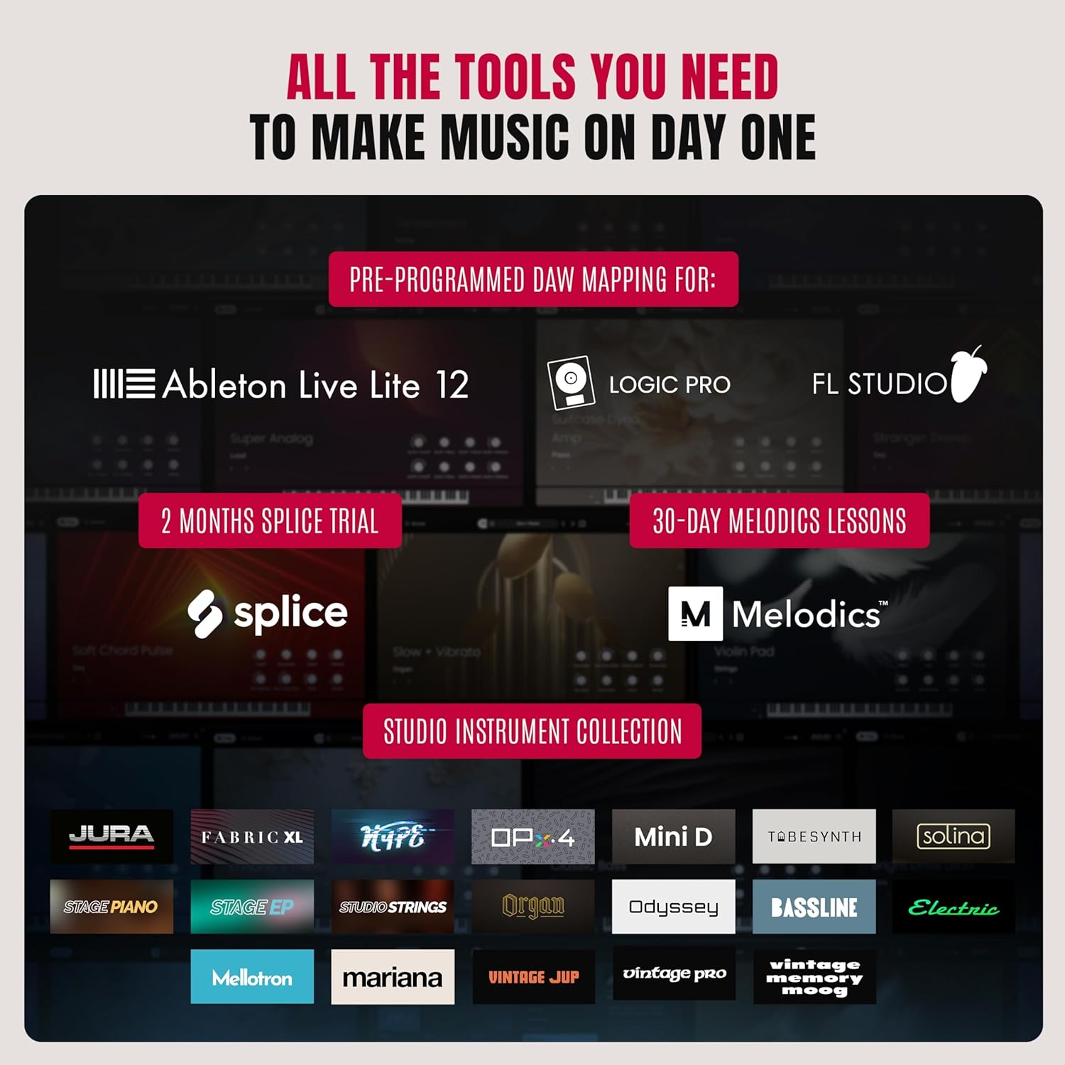 Akai Professional MPK Mini IV USB-C MIDI Keyboard Controller for Beginners and Producers - MPC Drum Pads, 360° Knobs, Pitch and Mod Wheels, Production Software, Native Instruments Sound Package, Grey - Image 10