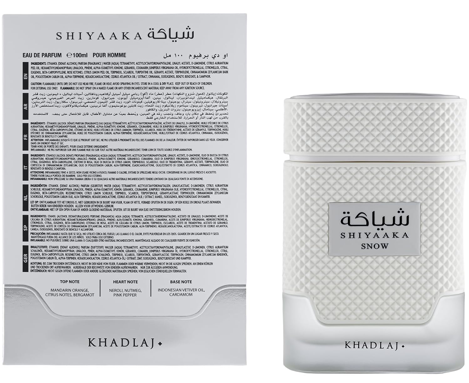 Khadlaj Shiyaaka Snow – Citrusy, Woody, Spicy, Aromatic – Eau De Parfum Spray-Long-Lasting Fragrance for Men, 3.4 Ounce / 100 ml - Image 3