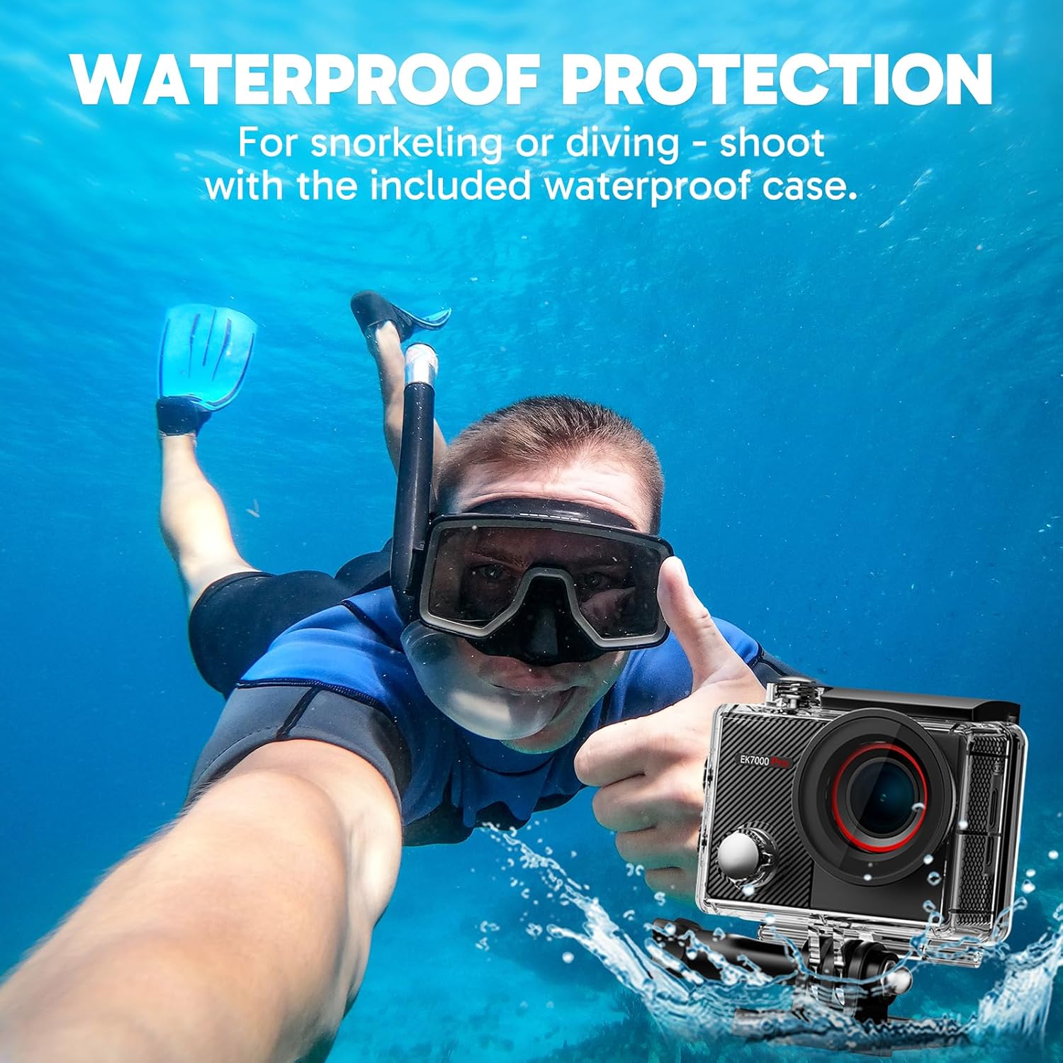 AKASO EK7000 Pro 4K30fps Action Camera with Touch Screen EIS 131ft Waterproof Underwater Camera Remote Control 5X Zoom with Helmet Accessories Kit (Standalone) - Image 4
