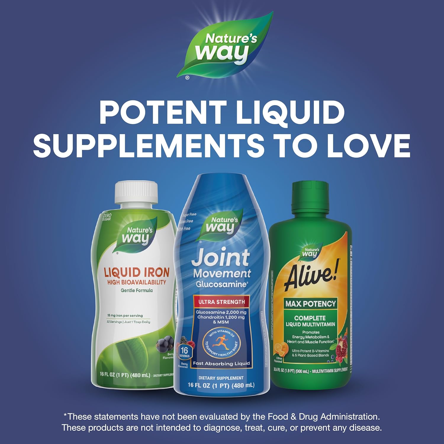 Nature’s Way Ultra-Strength Joint Movement Glucosamine Liquid, Glucosamine, Chondroitin, MSM with Vitamin D3 & Hyaluronic Acid, Fast-Absorbing Liquid, Joint Support Supplement*, Berry Flavored, 16 Oz - Image 8