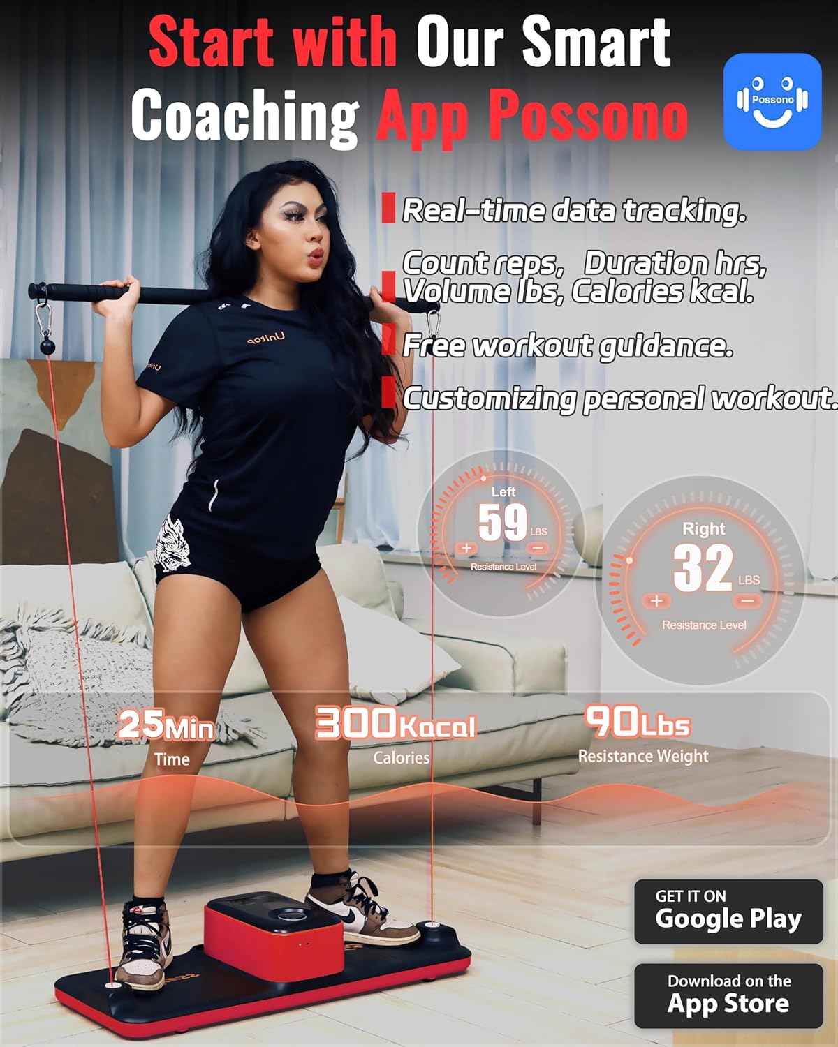 Smart Portable Home Gym Workout Strength Training Cable Machine, All in one Gym,Functional Full Body Fitness Equipment, 220LBS Resistance,Compact for Small Space, Travel & Home Exercise - Image 3